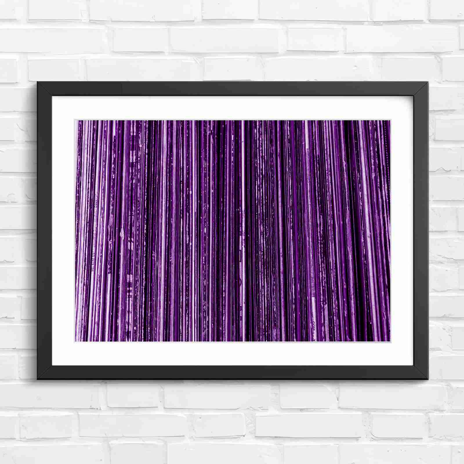 Vintage Vinyl Record Spines Art - Purple in Black Frame