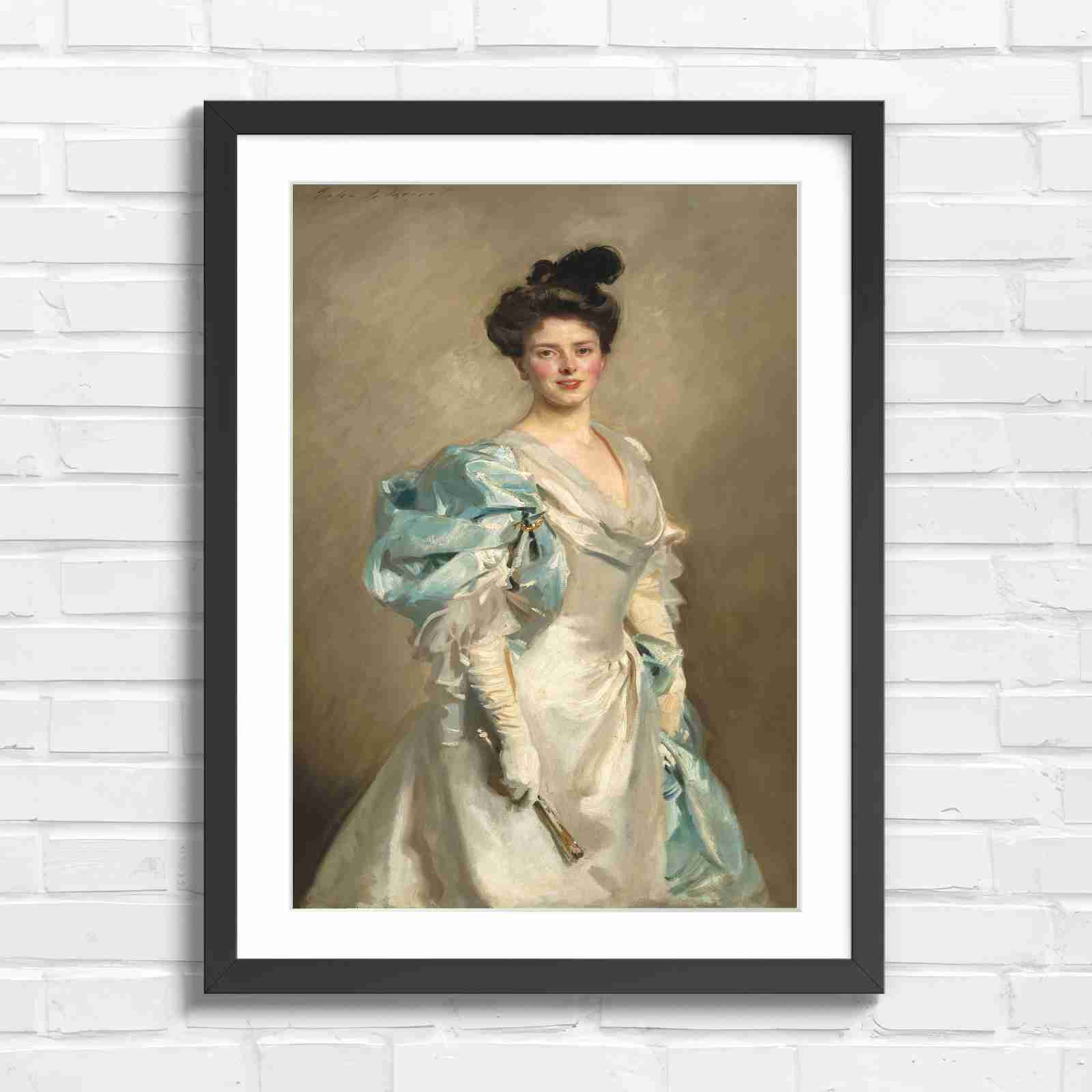 Elegant Vintage Lady Portrait Painting - Original in Black Frame