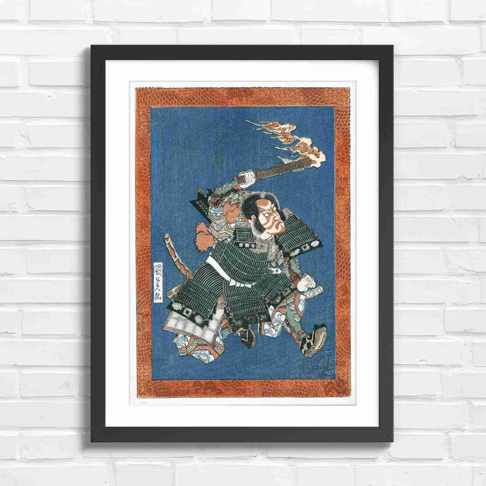 Traditional Japanese Samurai Warrior Original Framed Wall Art Print ...