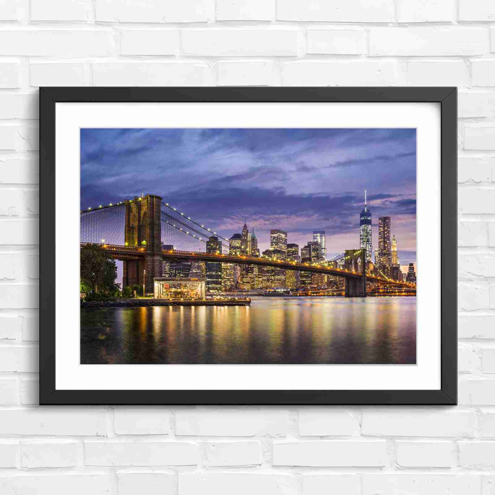 Brooklyn Bridge New York Skyline - Original in Black Frame