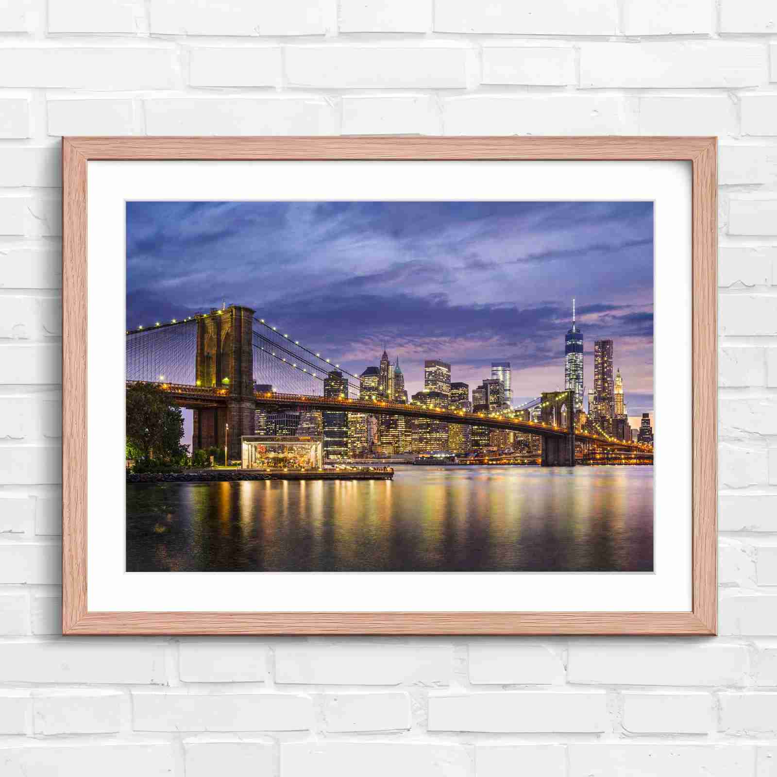 Brooklyn Bridge New York Skyline - Original in Oak Frame