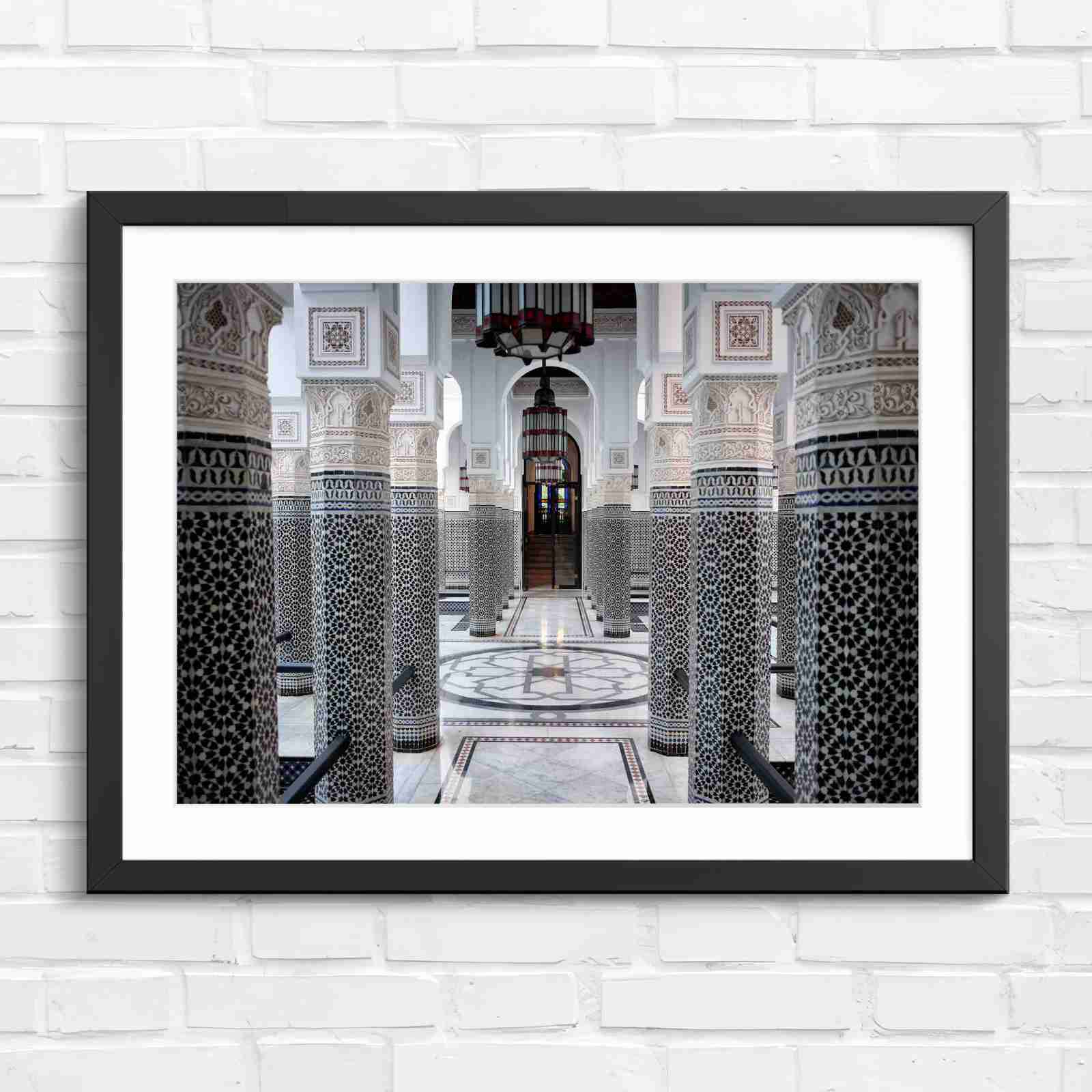 Moroccan Architecture Maze Tiles - Original in Black Frame