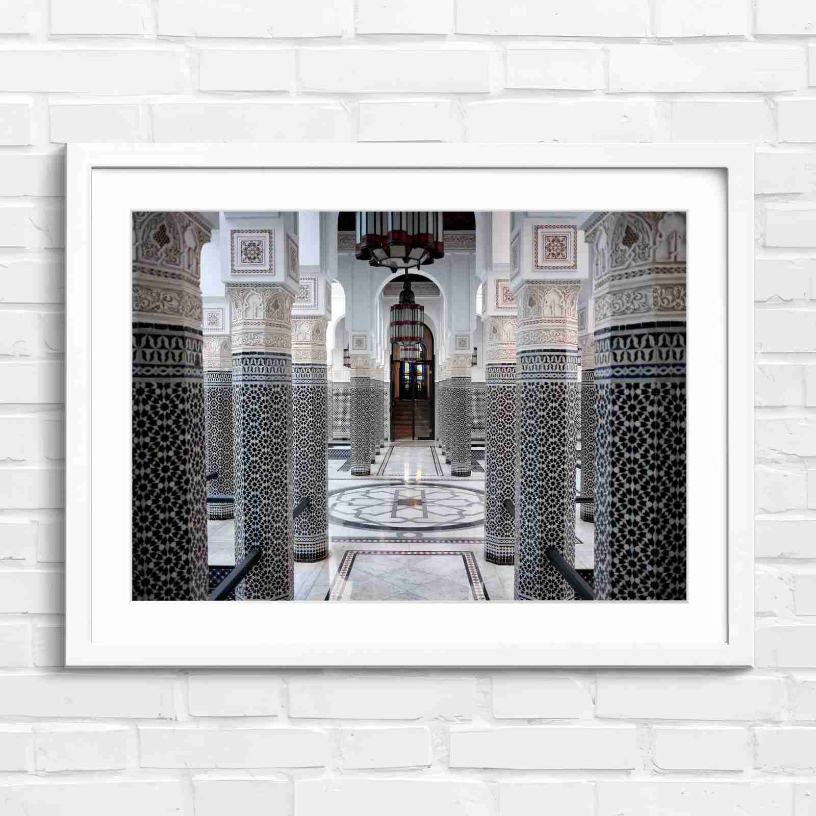 Moroccan Architecture Maze Tiles - Original in White Frame