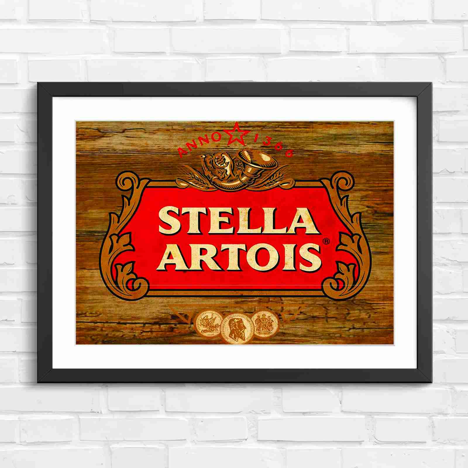 Stella Artois Vintage Brewery Logo Sign - Original in Black Frame