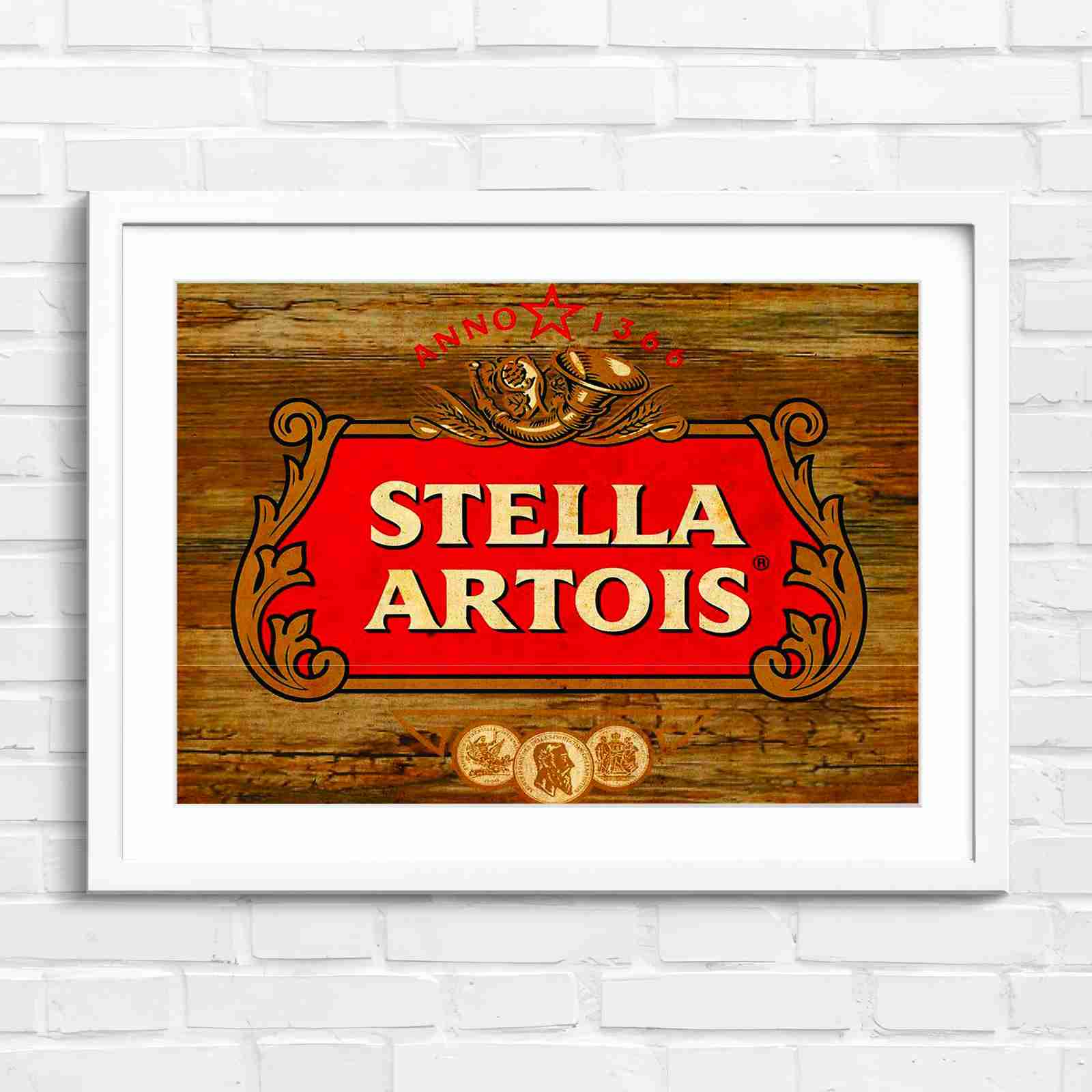 Stella Artois Vintage Brewery Logo Sign - Original in White Frame
