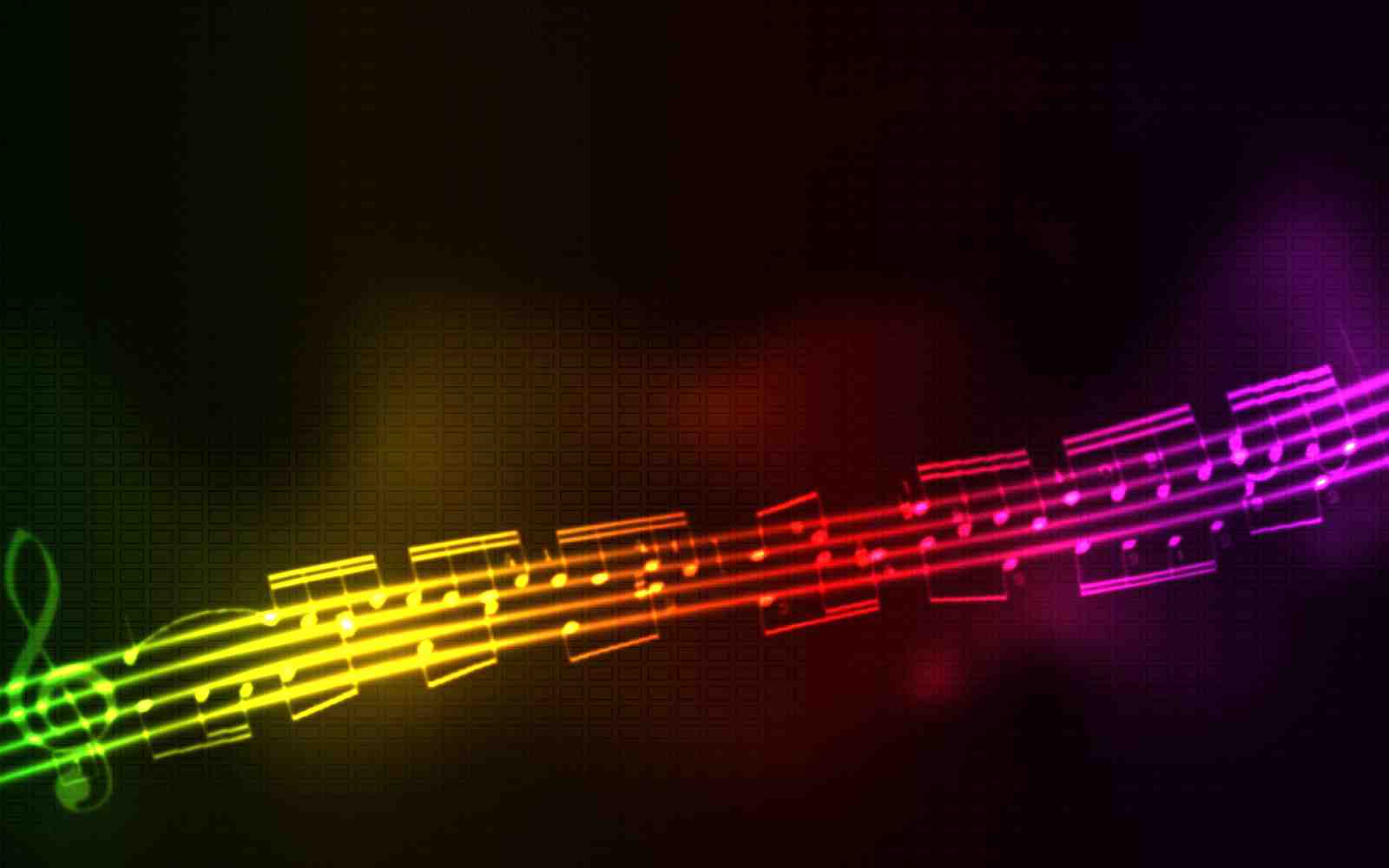 Neon Music Notes Wall Art