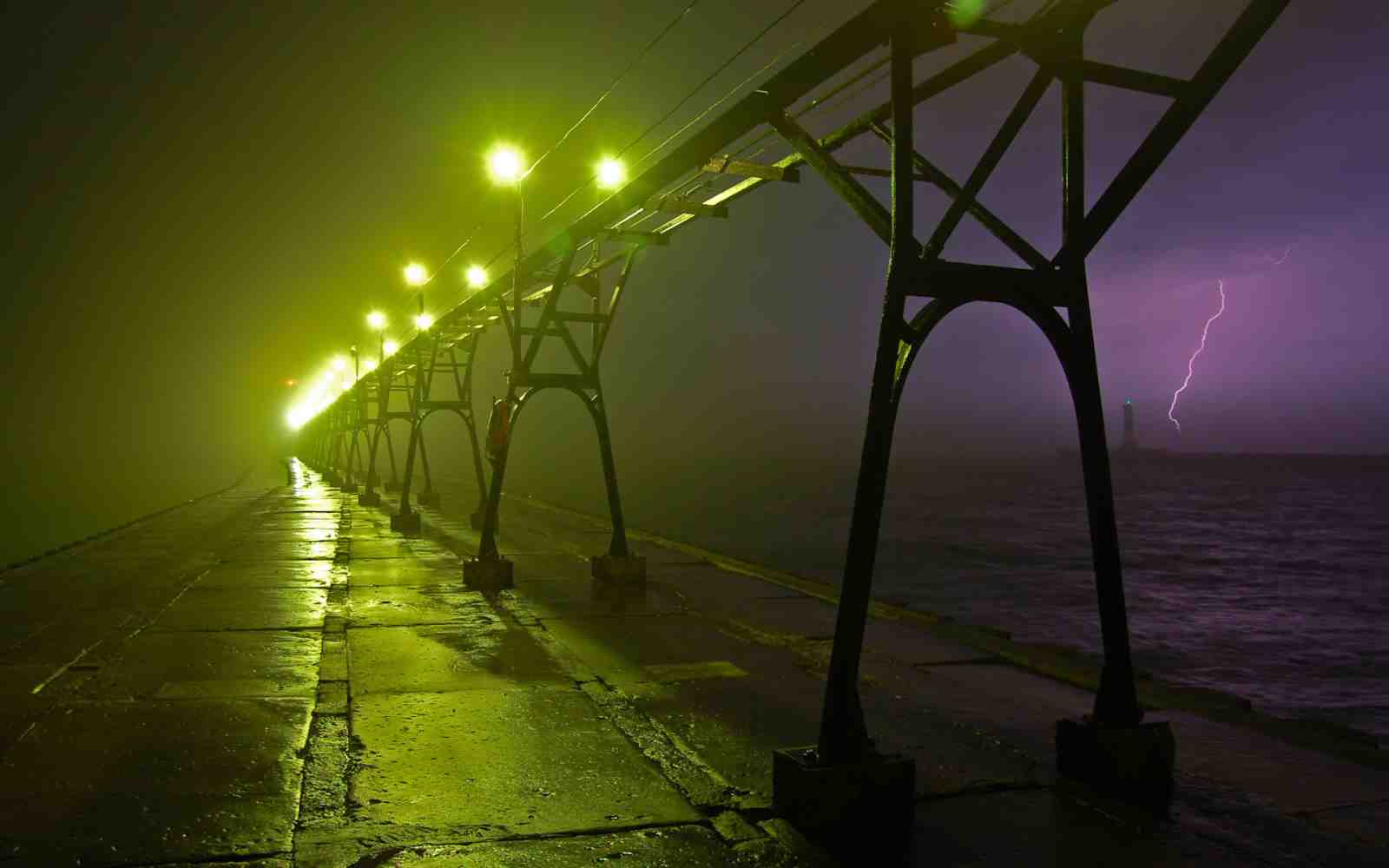 Misty Lighthouse Storm Wall Art