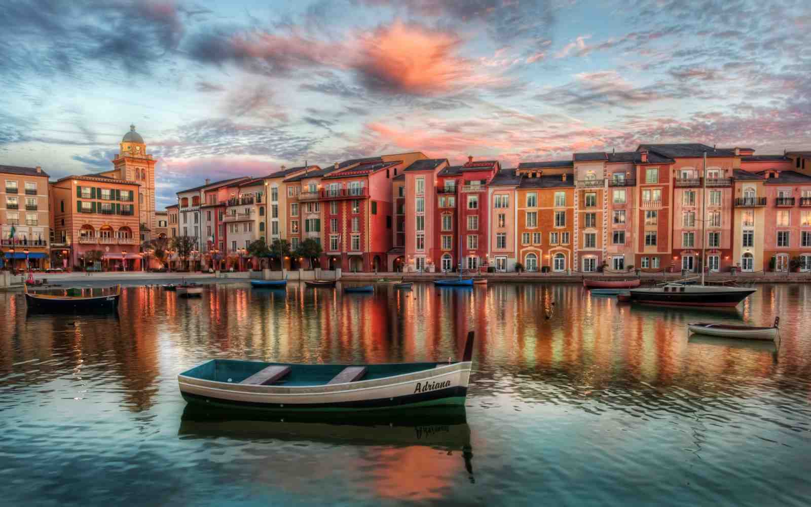 Colorful European Harbor Boats Wall Art
