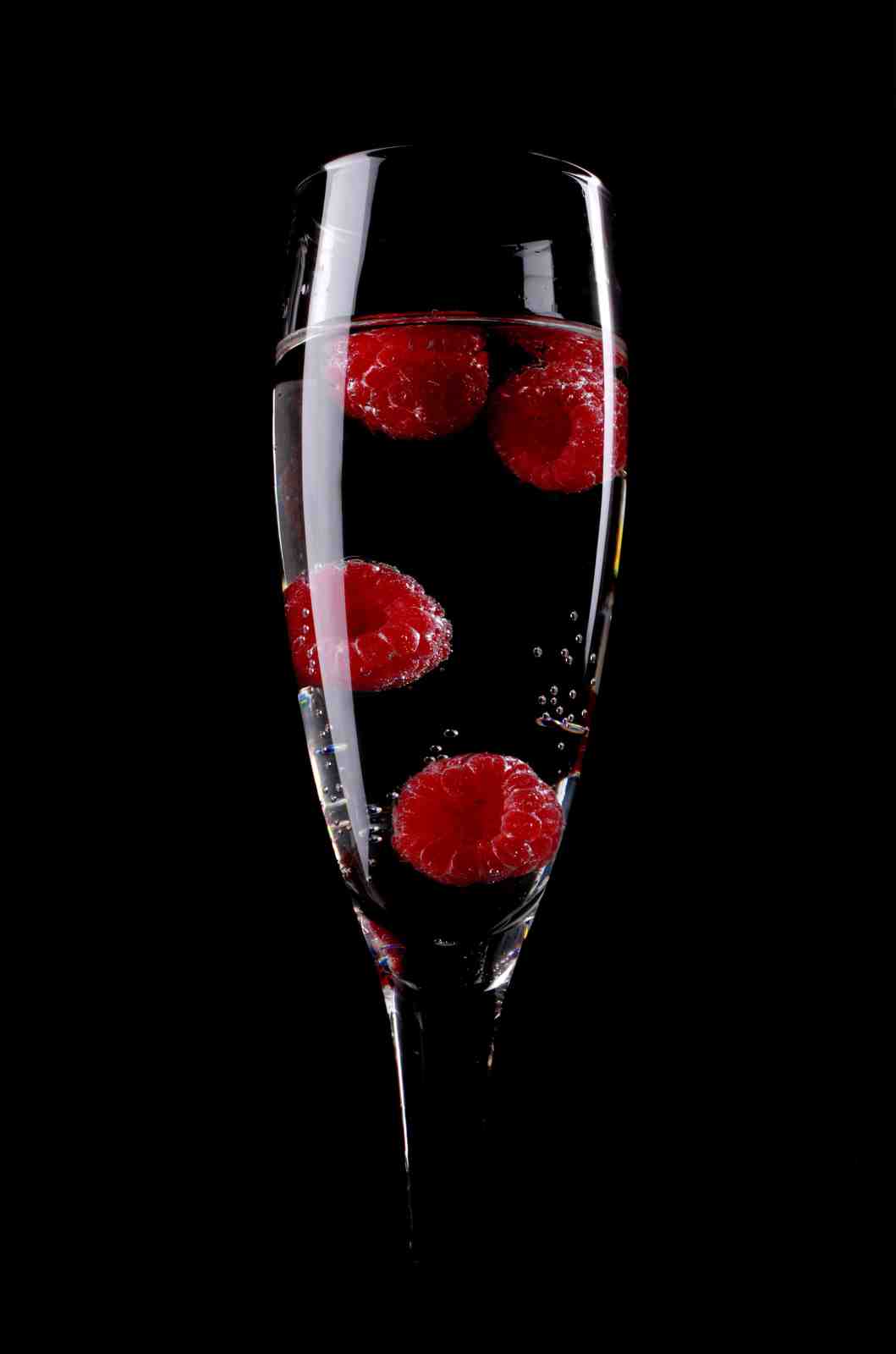Elegant Raspberry Bubbles Champagne Glass Wall Art