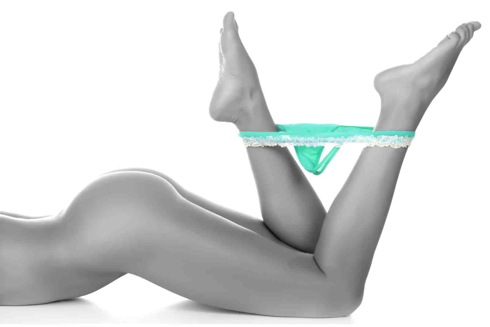 Sensual Teal Lace Thong Woman Legs Wall Art