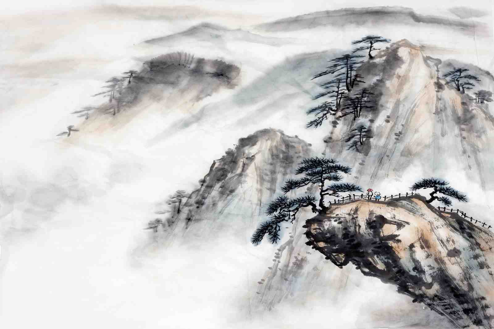 Serene Mountain Mist Landscape Wall Art