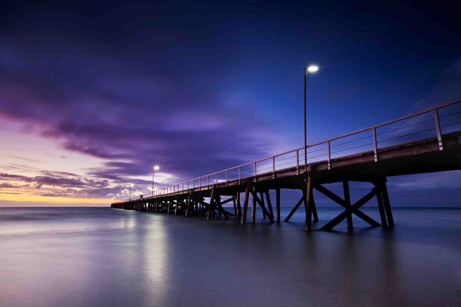 Serene Sunset Pier Ocean Wall Art