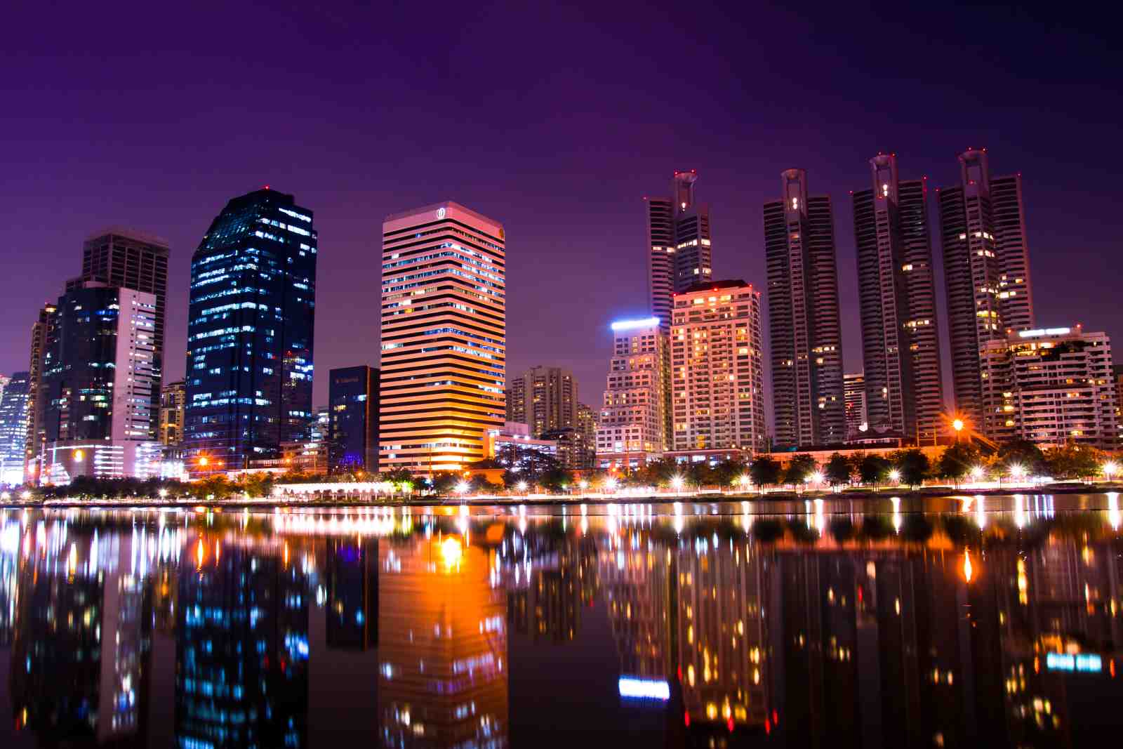 Vibrant Cityscape Reflection Wall Art