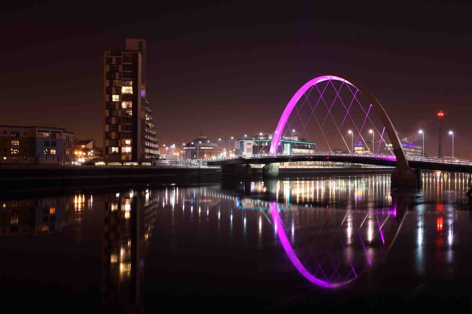 Urban Night Glow Bridge Wall Art