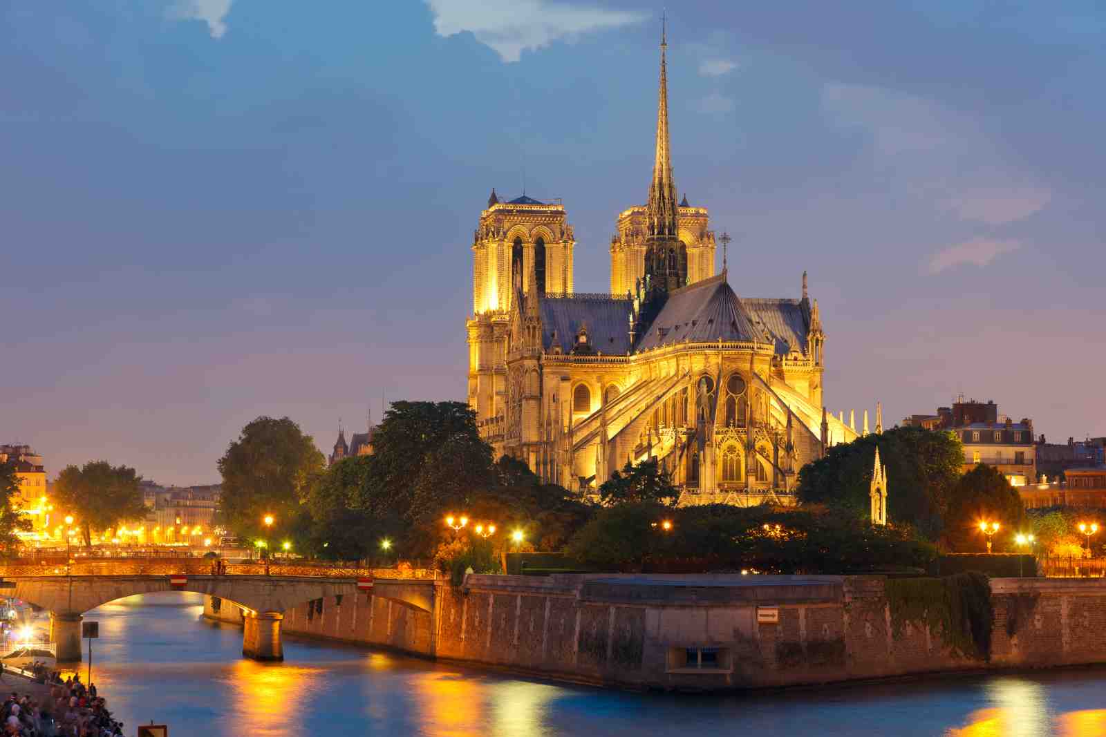 Notre Dame Paris Evening Eiffel Tower Wall Art