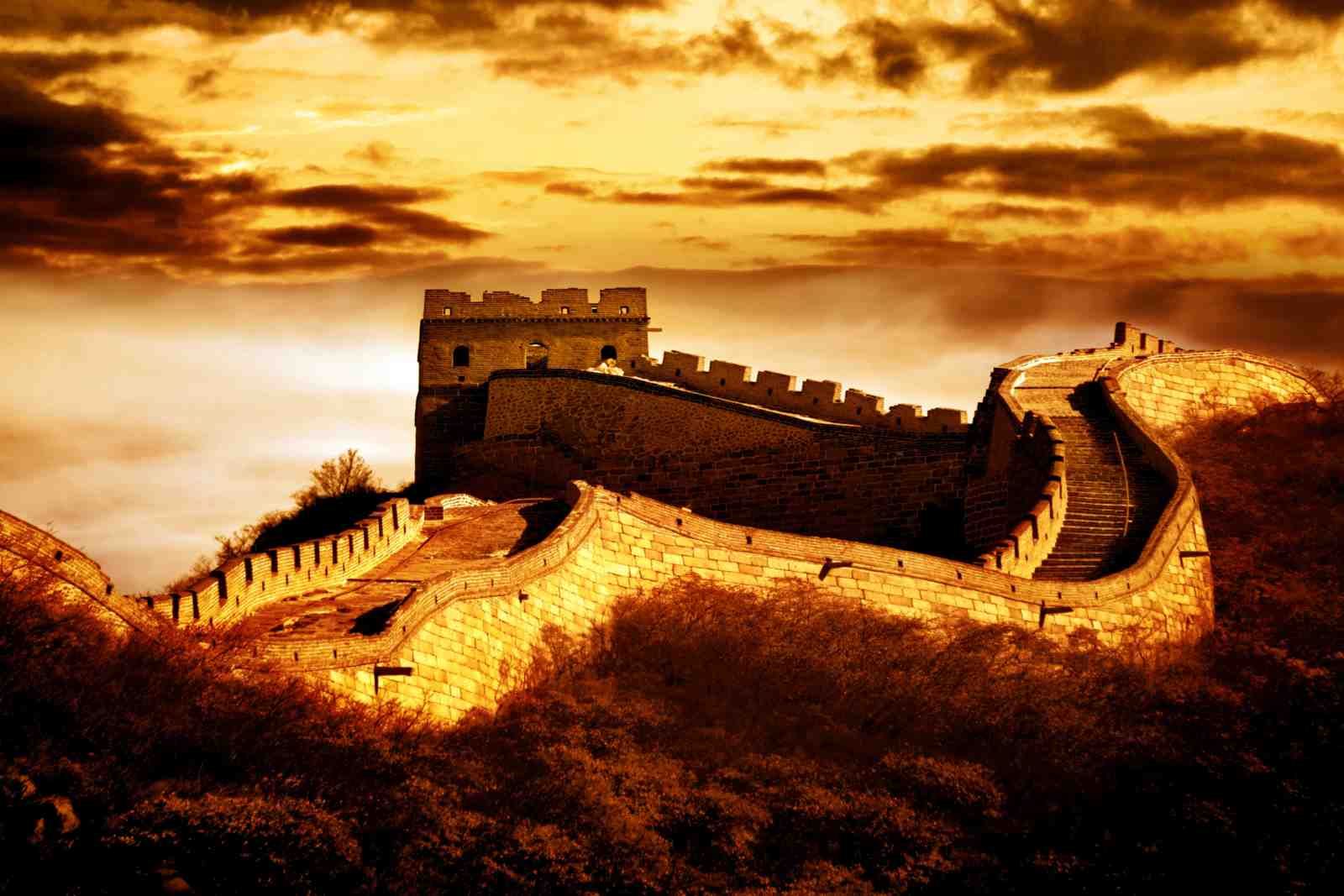 Great Wall of China Sunset Wall Art