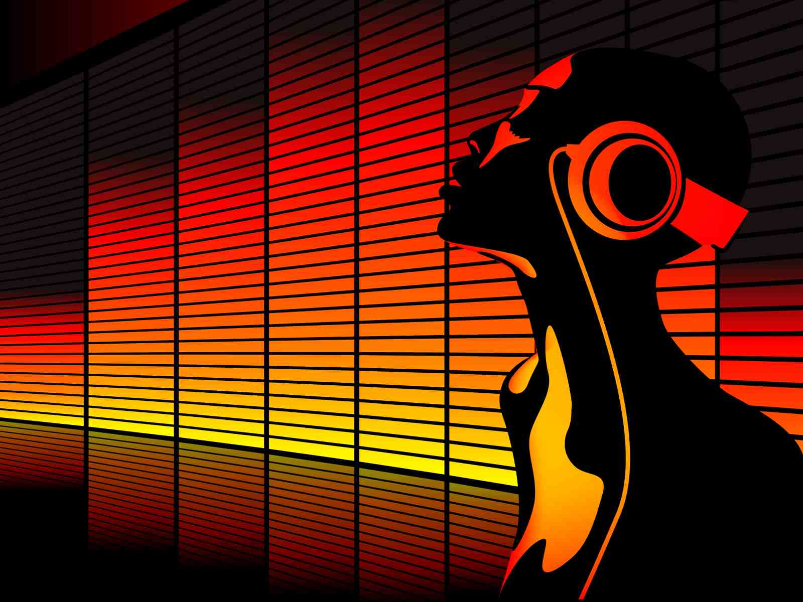 Abstract Music Headset Silhouette Wall Art