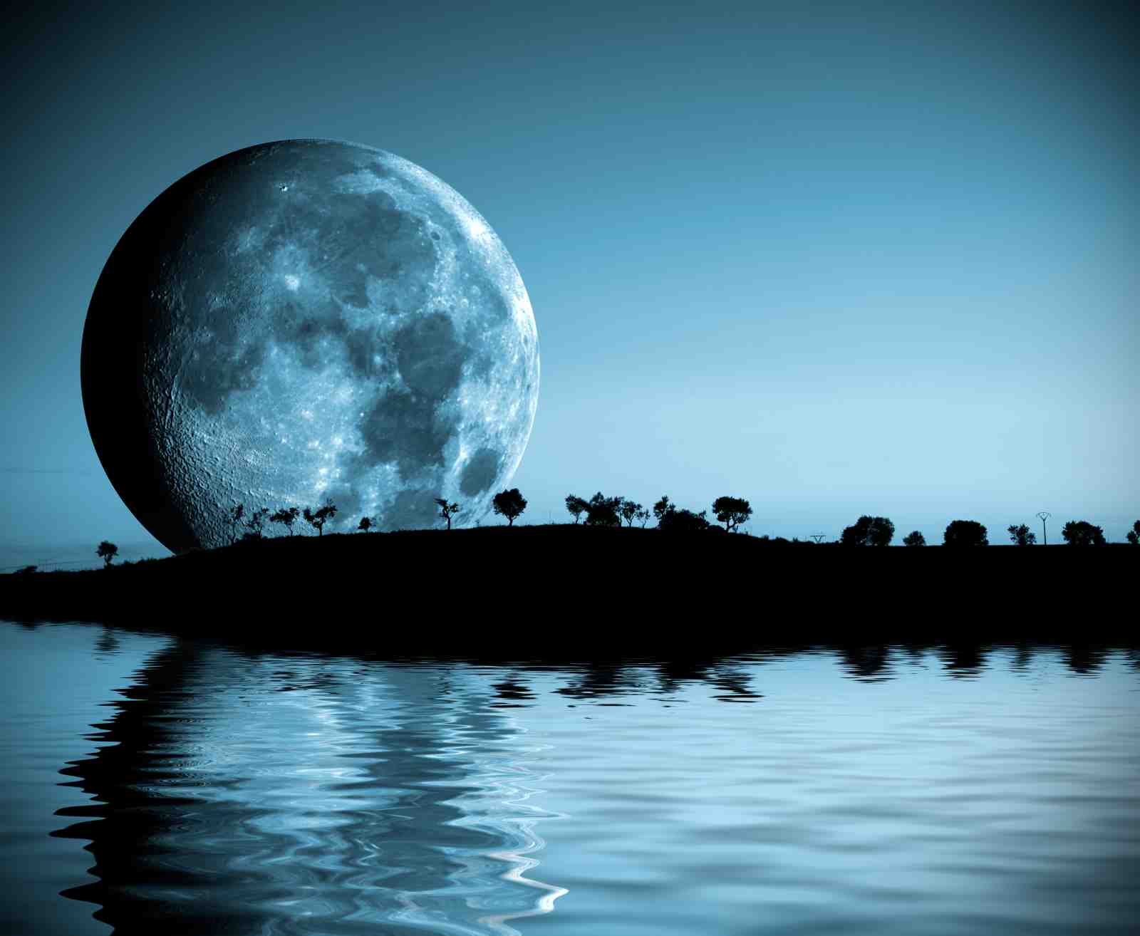 Enchanting Moonlit Lake Silhouette Wall Art