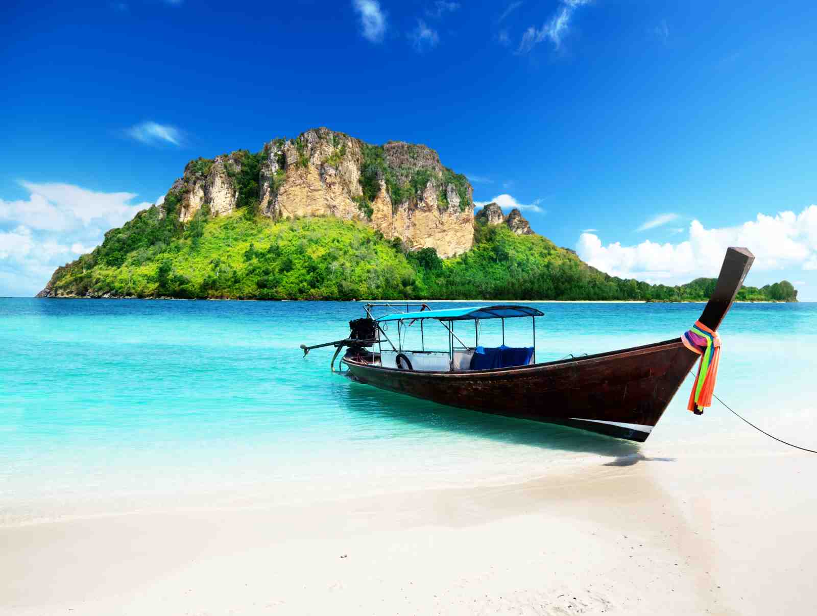 Tranquil Thai Beach Longtail Boat Wall Art