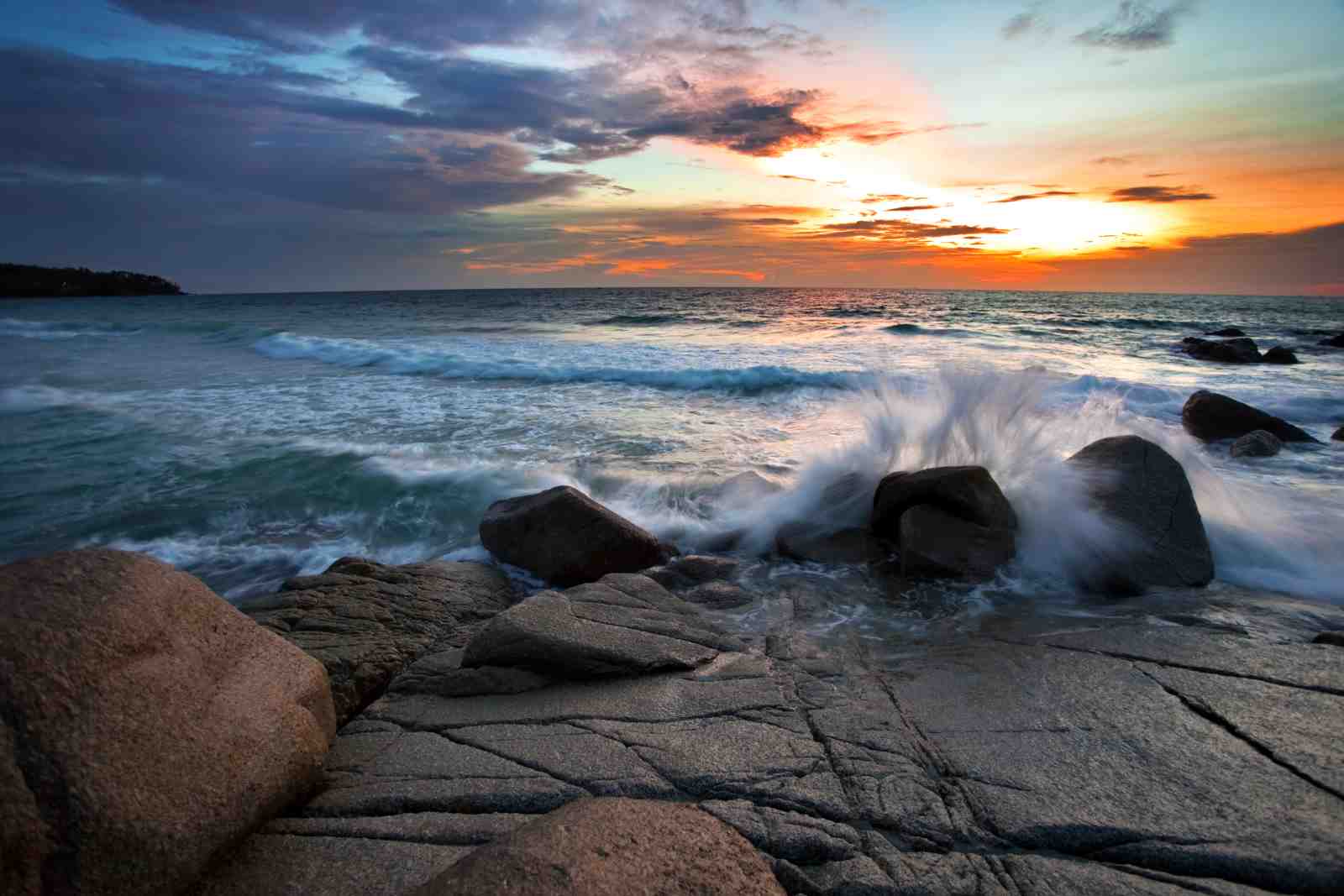 Dramatic Sunset Coastal Waves Wall Art