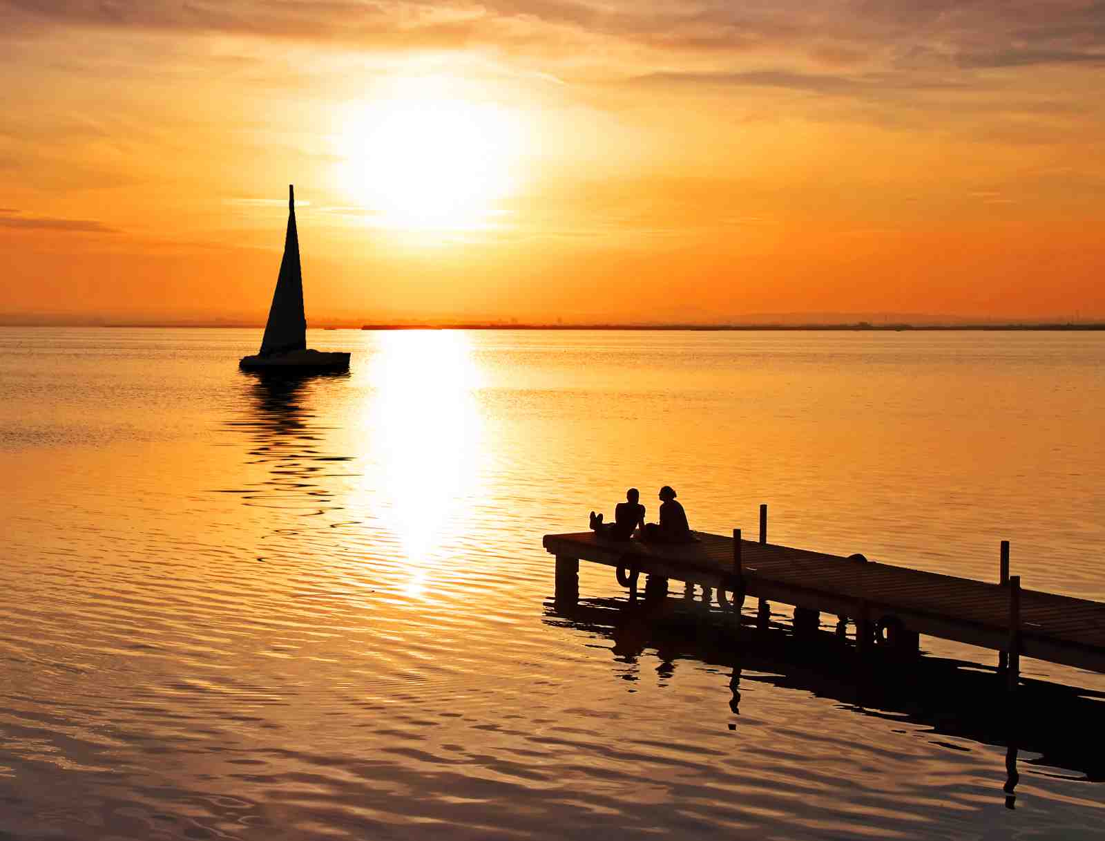 Serene Sunset Sailboat & Dock Wall Art
