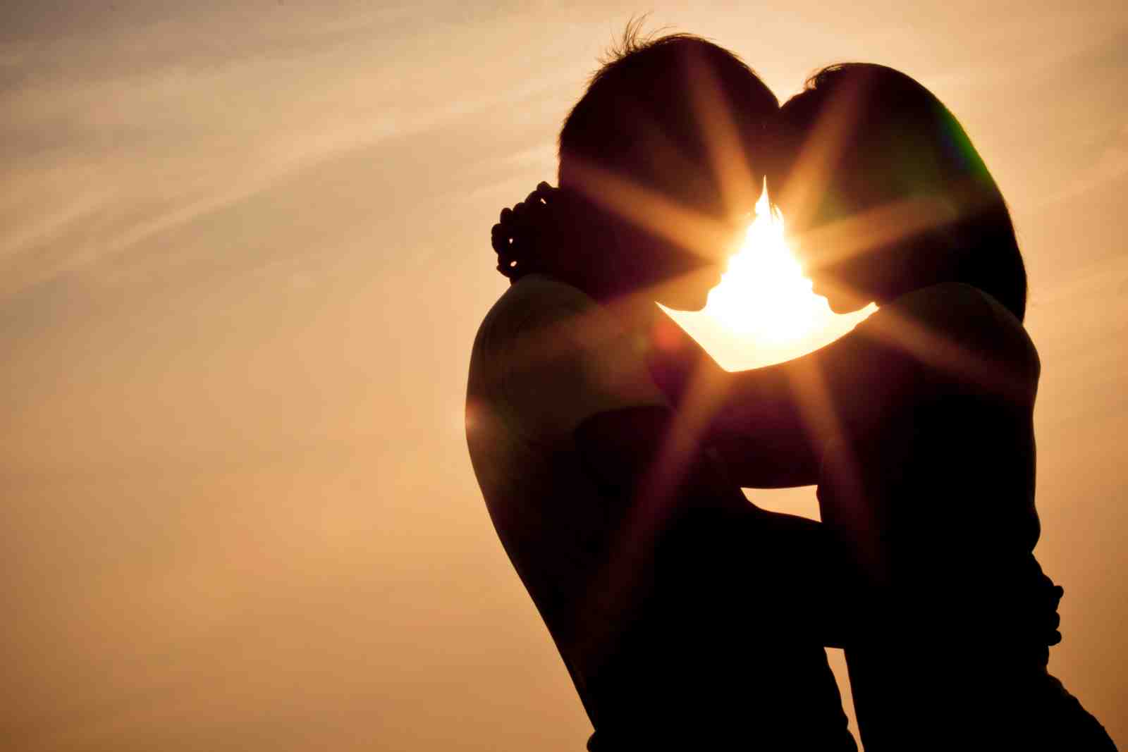 Romantic Sunset Couple Silhouette Wall Art