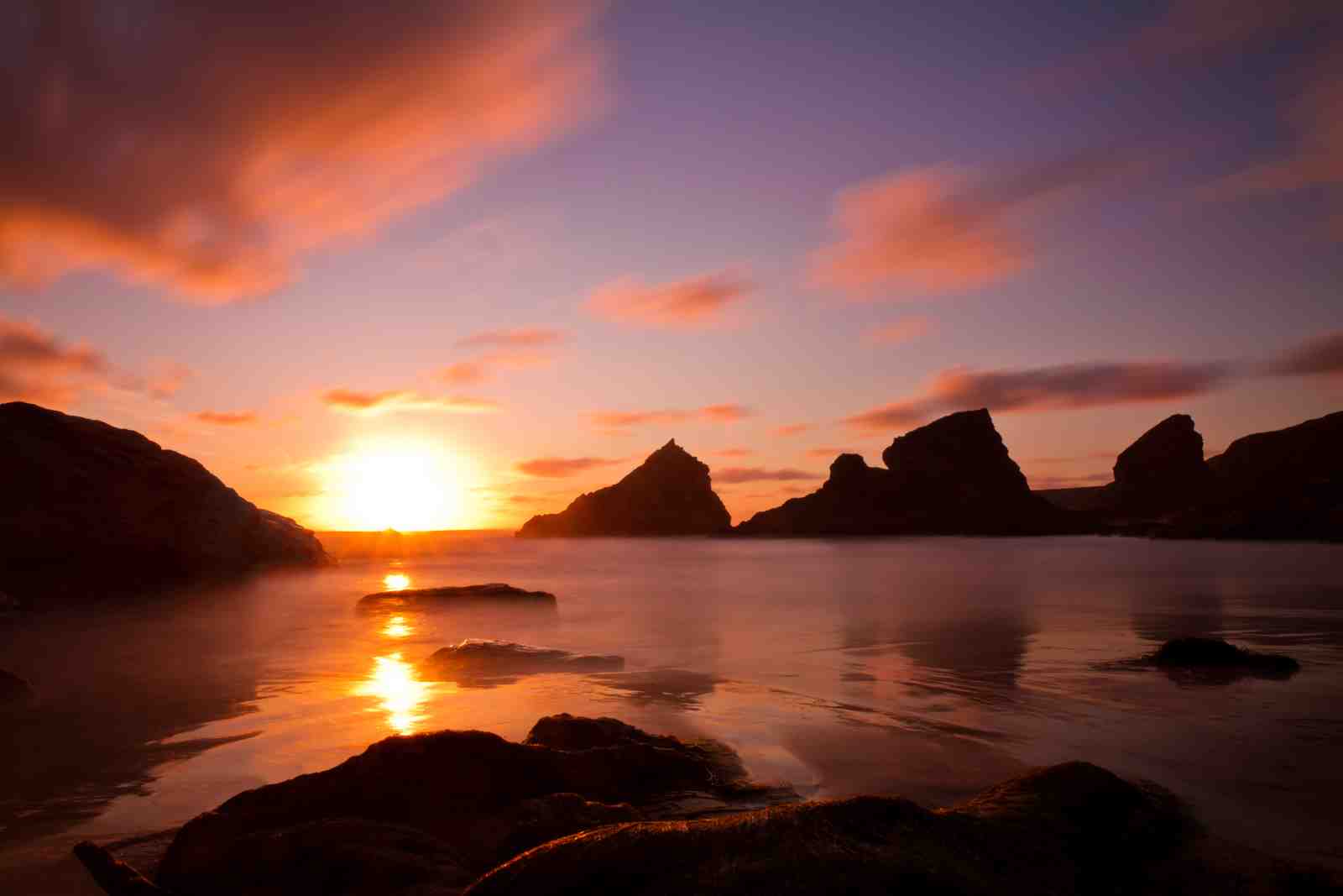 Serene Sunset Coastal Rocks Wall Art