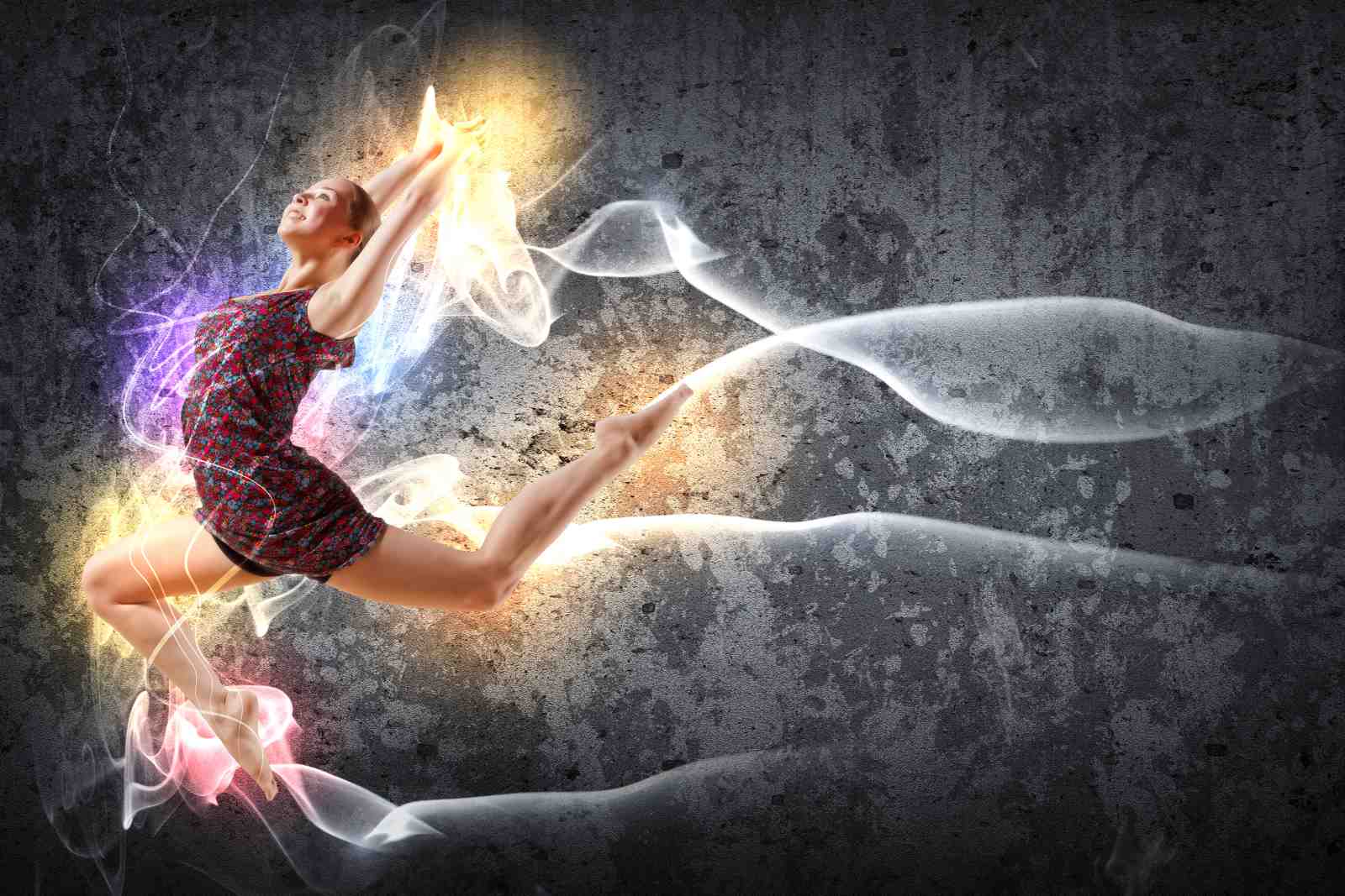 Energetic Dancer Fire & Smoke Wall Art