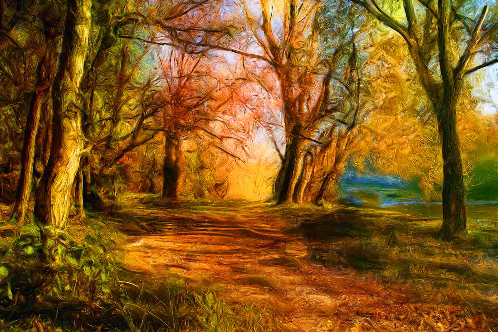 Golden Forest Path Autumn Wall Art