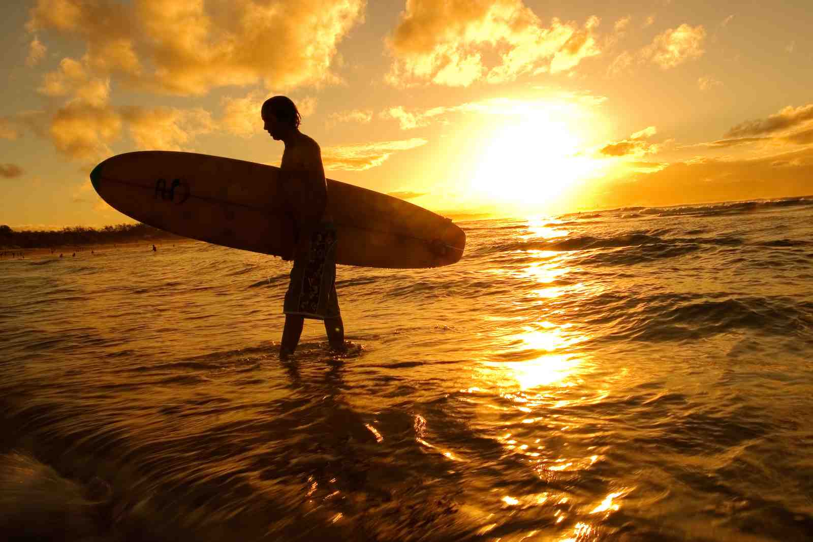 Sunset Surfer Silhouette Wall Art