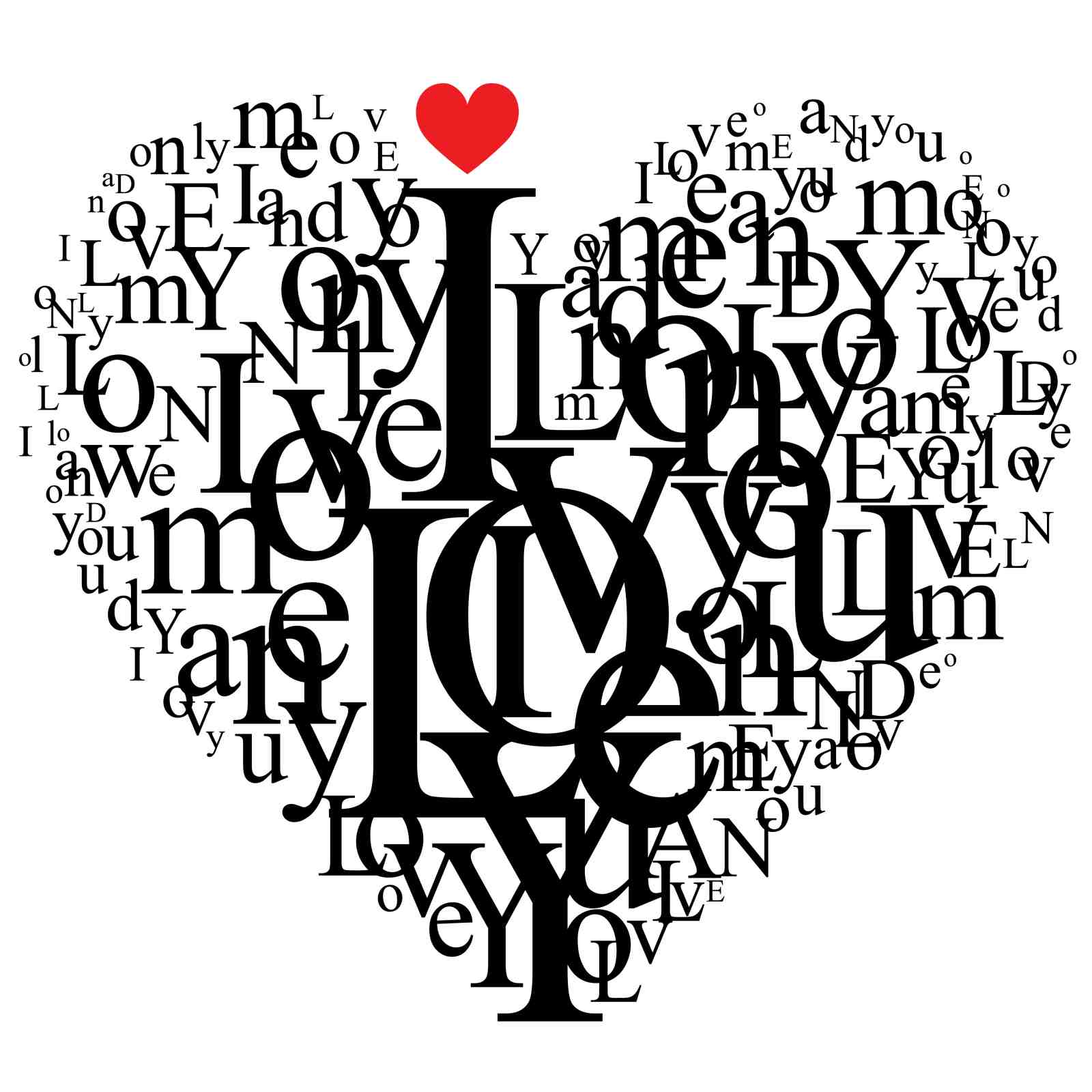 Romantic Typography Heart "I Love You" Wall Art