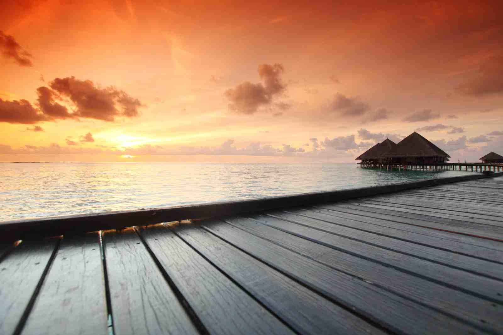 Maldives Sunset Pier Tropical Beach Wall Art