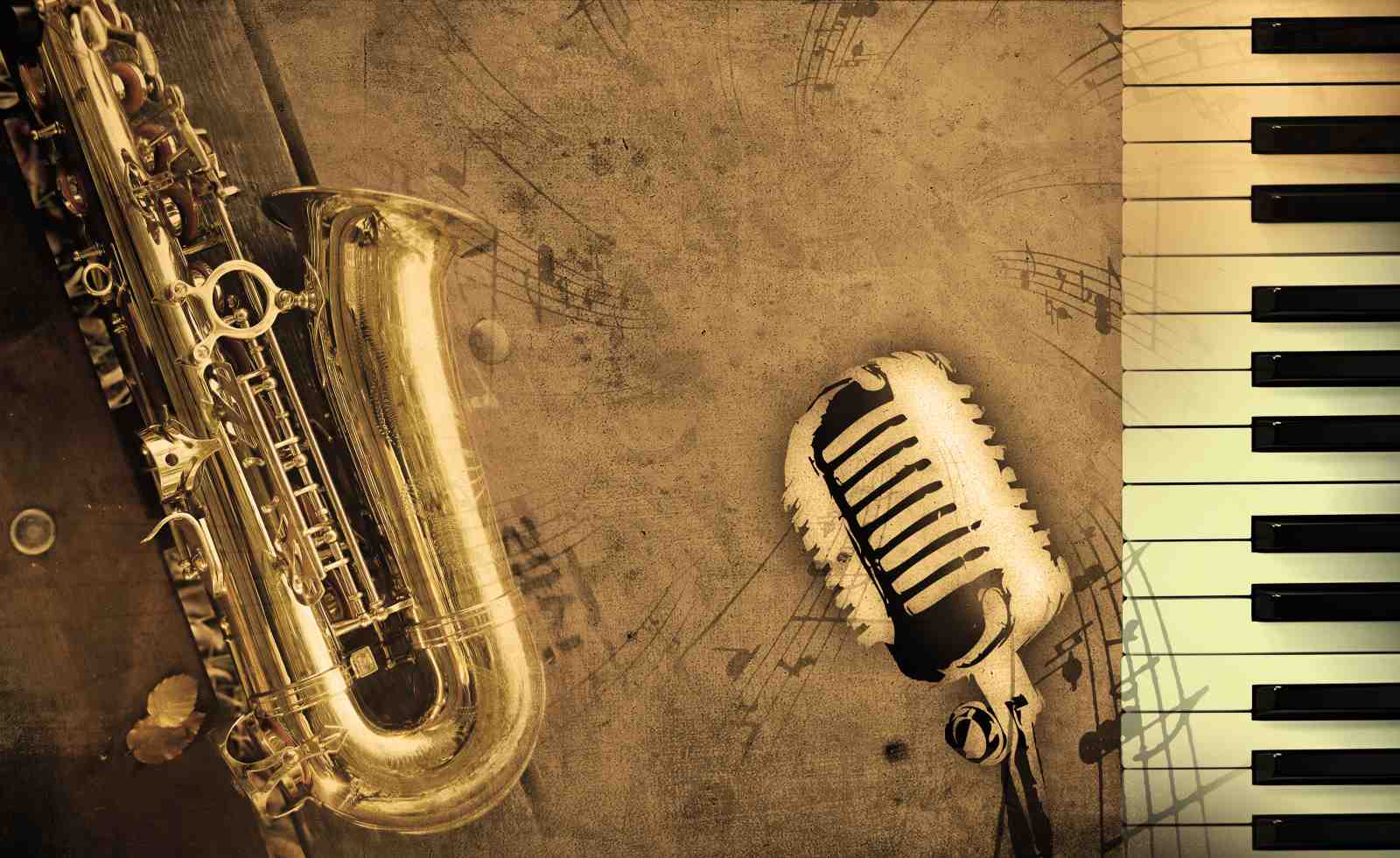 Vintage Jazz Saxophone & Piano Wall Art