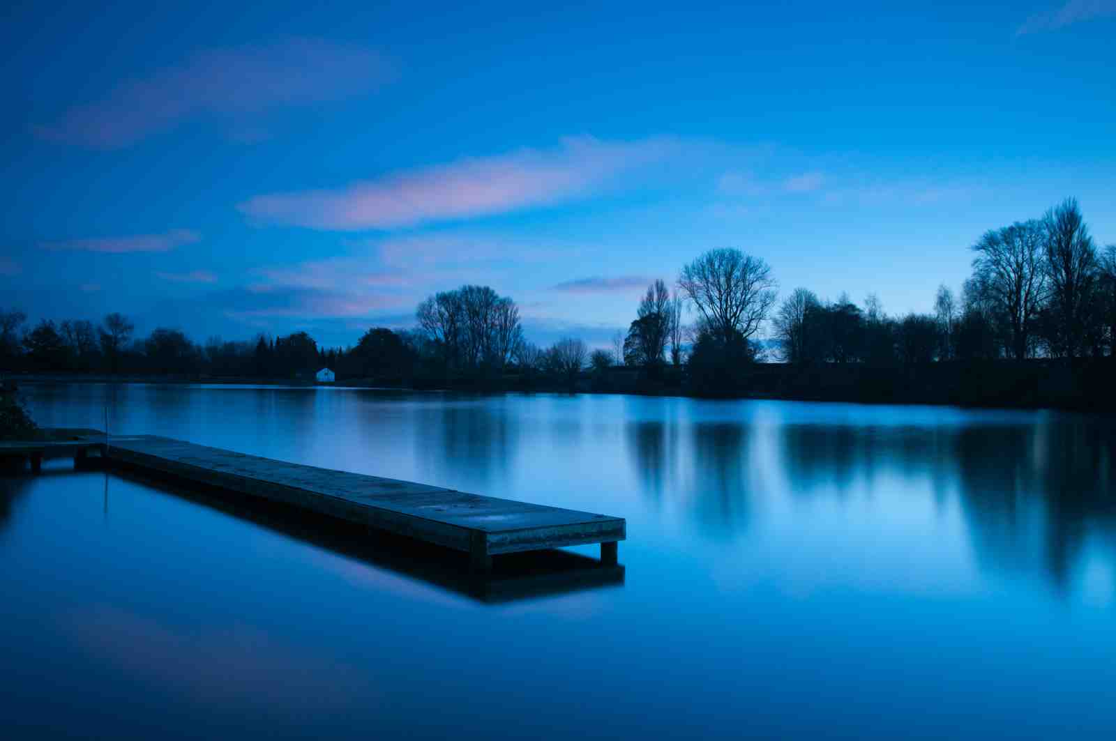 Tranquil Blue Lake Dock Wall Art
