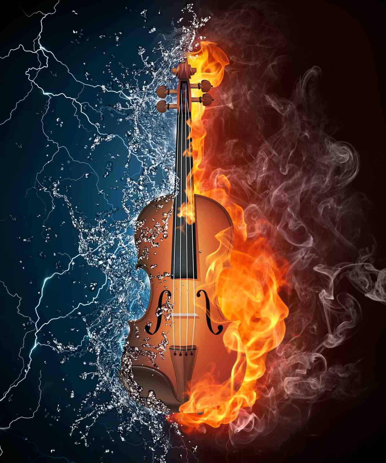 Fiery & Icy Violin Abstract Wall Art