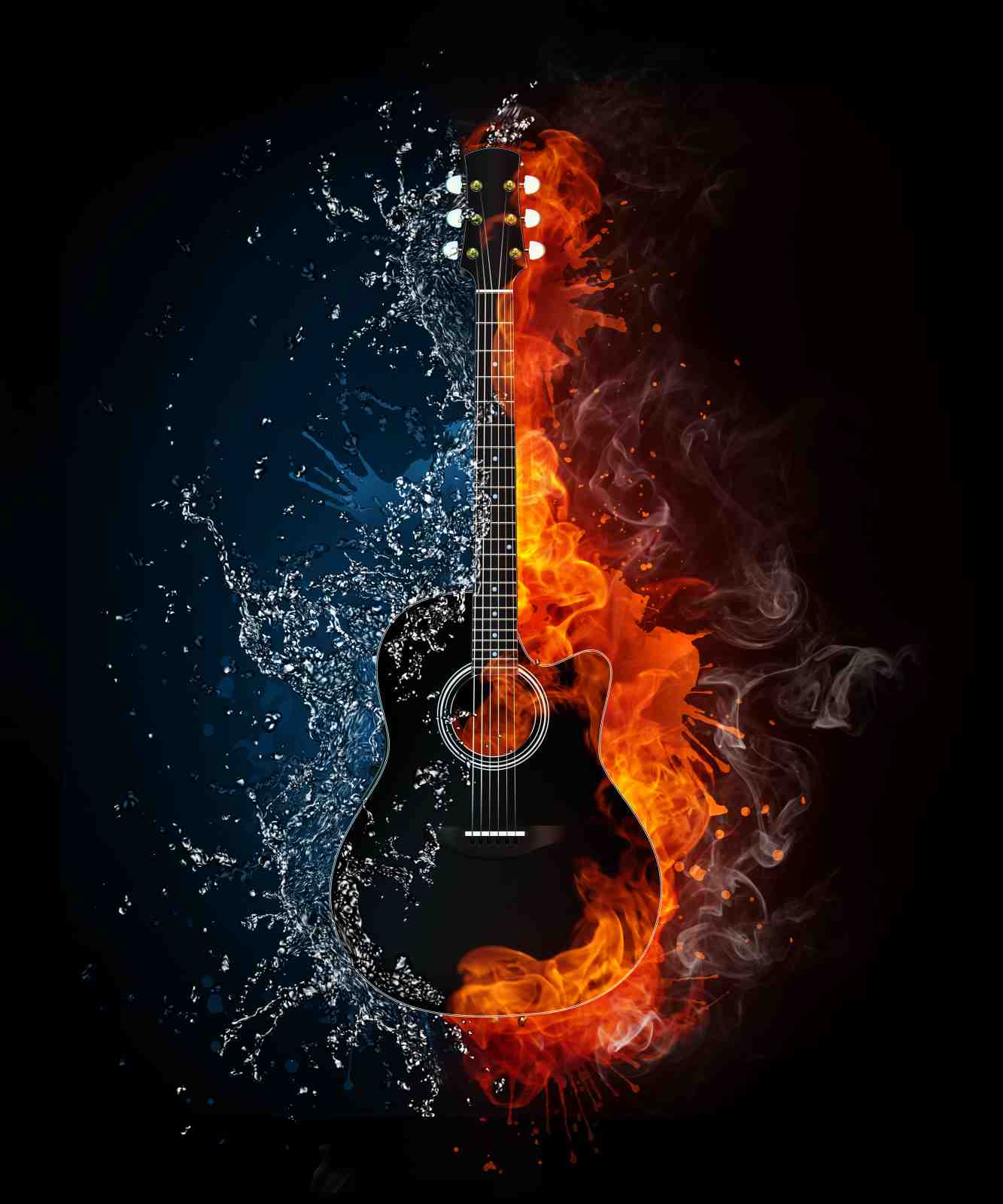 Fiery & Icy Guitar Art Wall Art