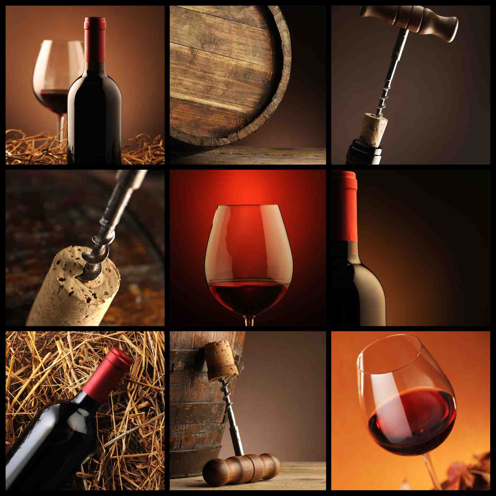 Elegant Red Wine & Barrel Collage Wall Art