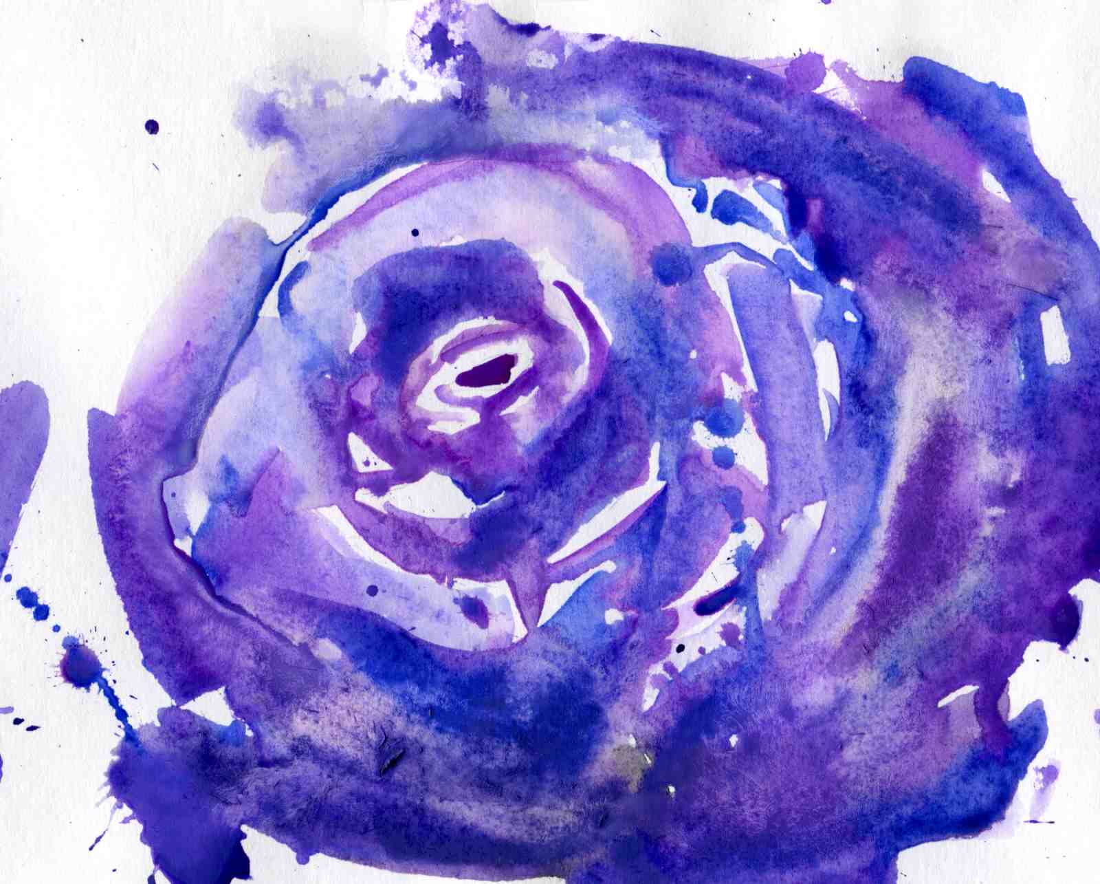 Abstract Purple Rose Watercolor Wall Art