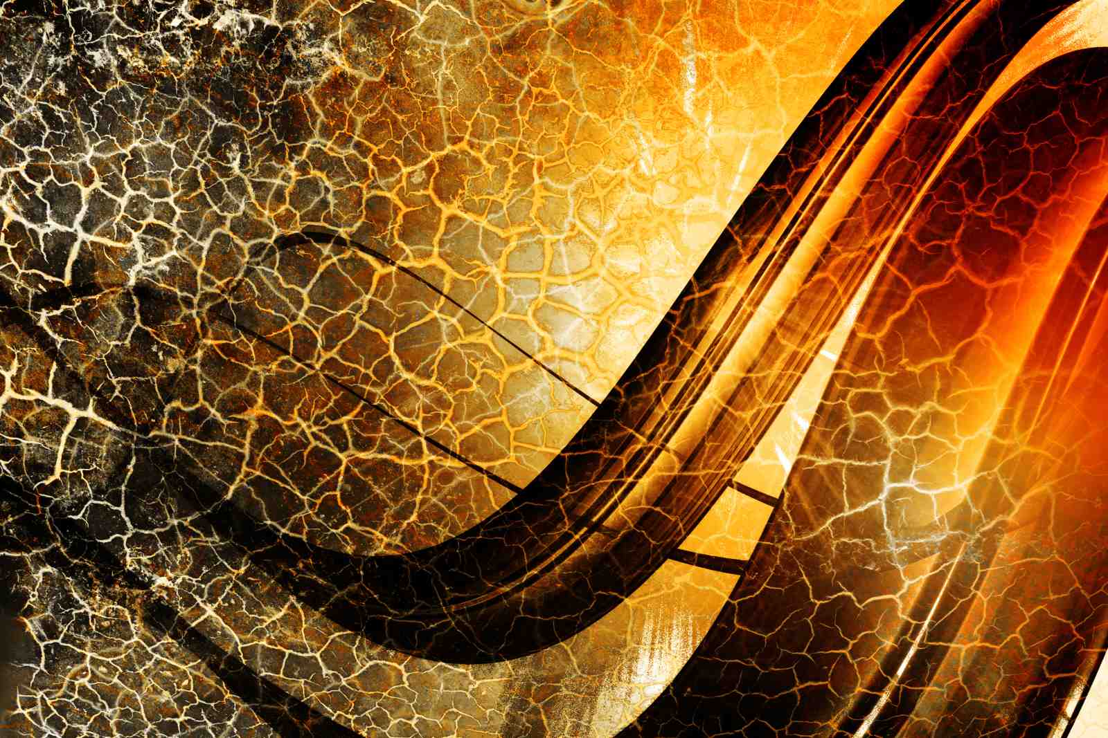 Cracked Earth & Fire Abstract Wall Art