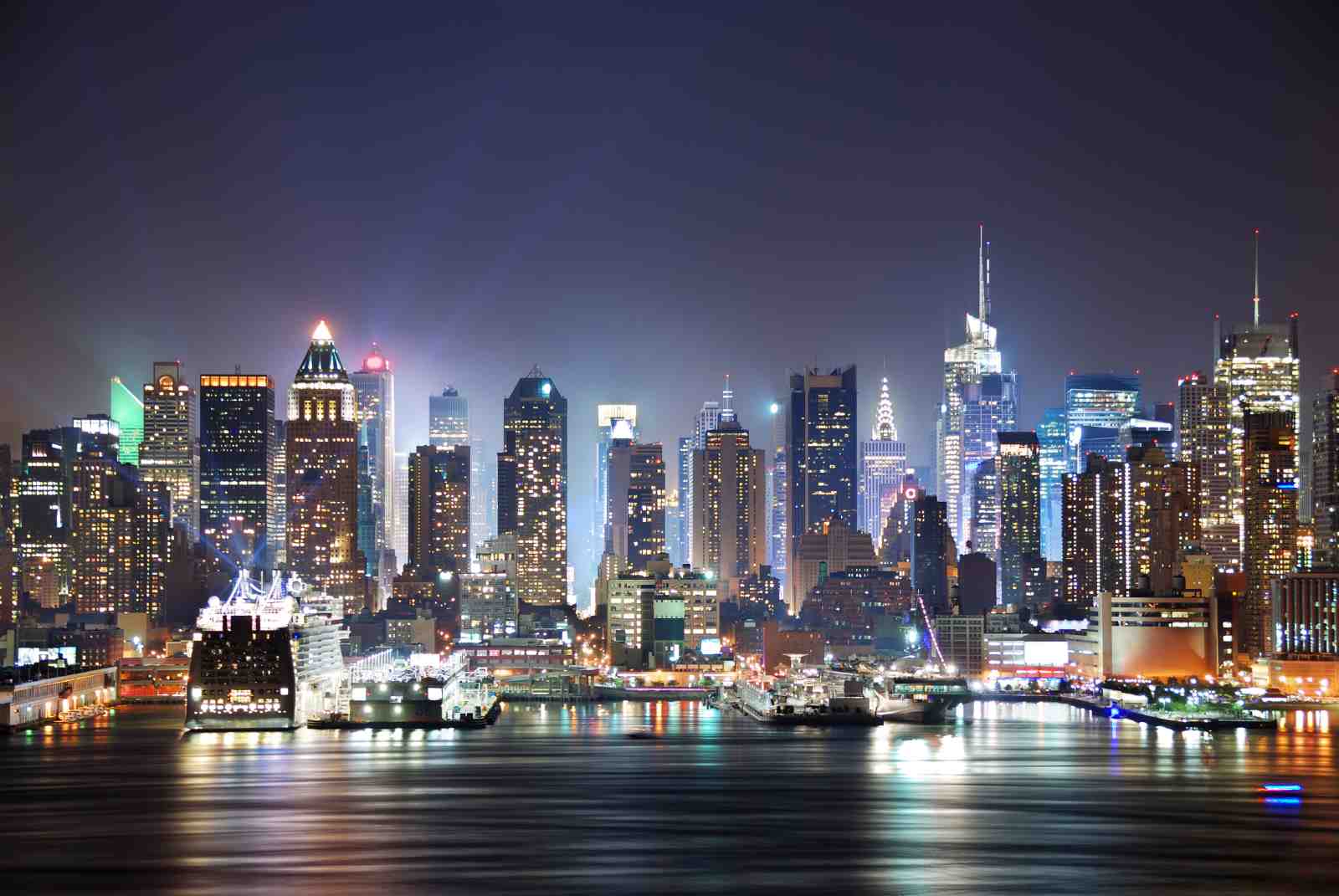 New York City Skyline at Night Wall Art