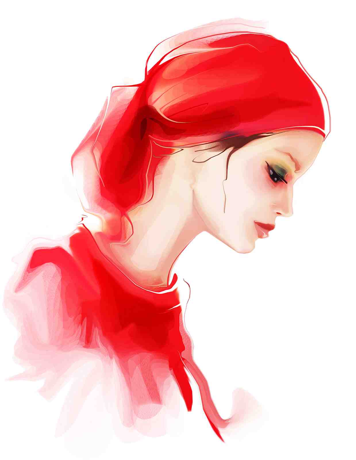 Elegant Red Woman Portrait Wall Art