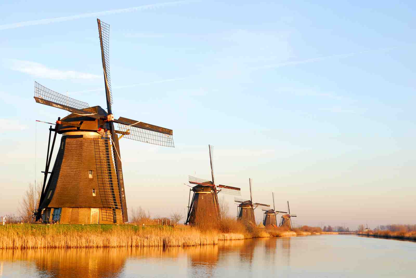 Dutch Windmills at Sunset Wall Art