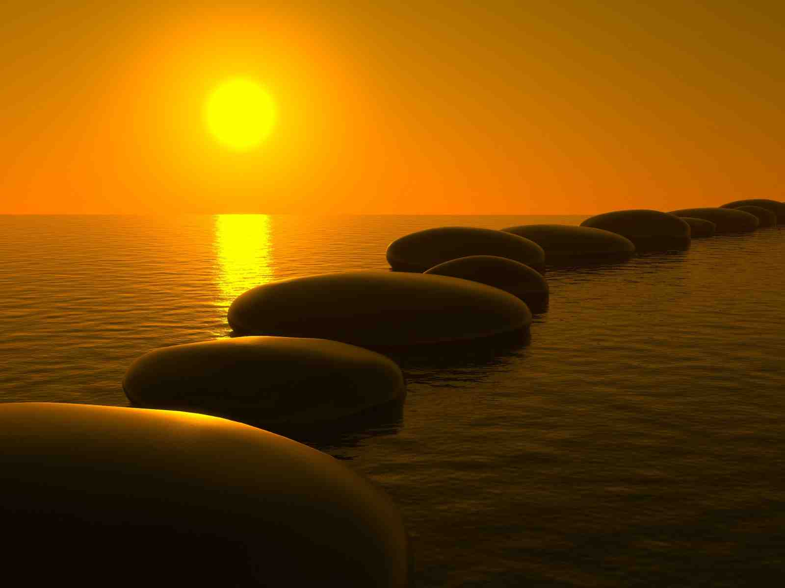 Serene Sunset Zen Stones Wall Art