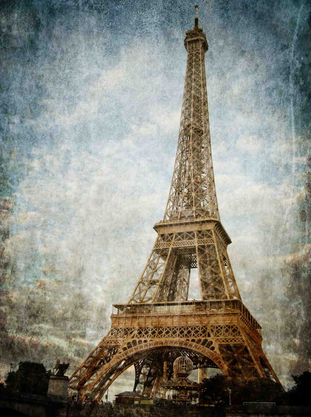 Vintage Eiffel Tower Paris Textured Wall Art