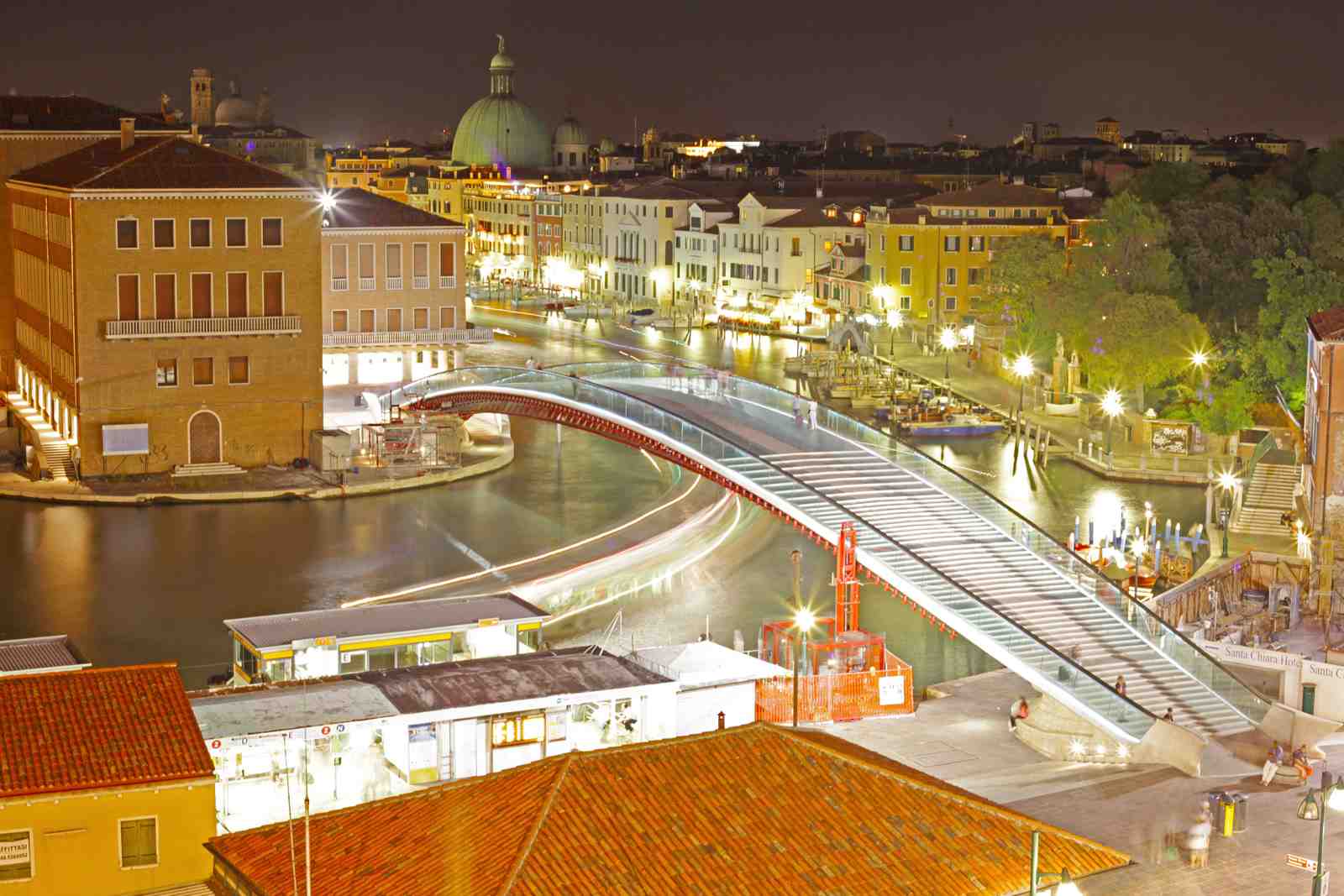 Venice Canal Bridge Night Lights Wall Art