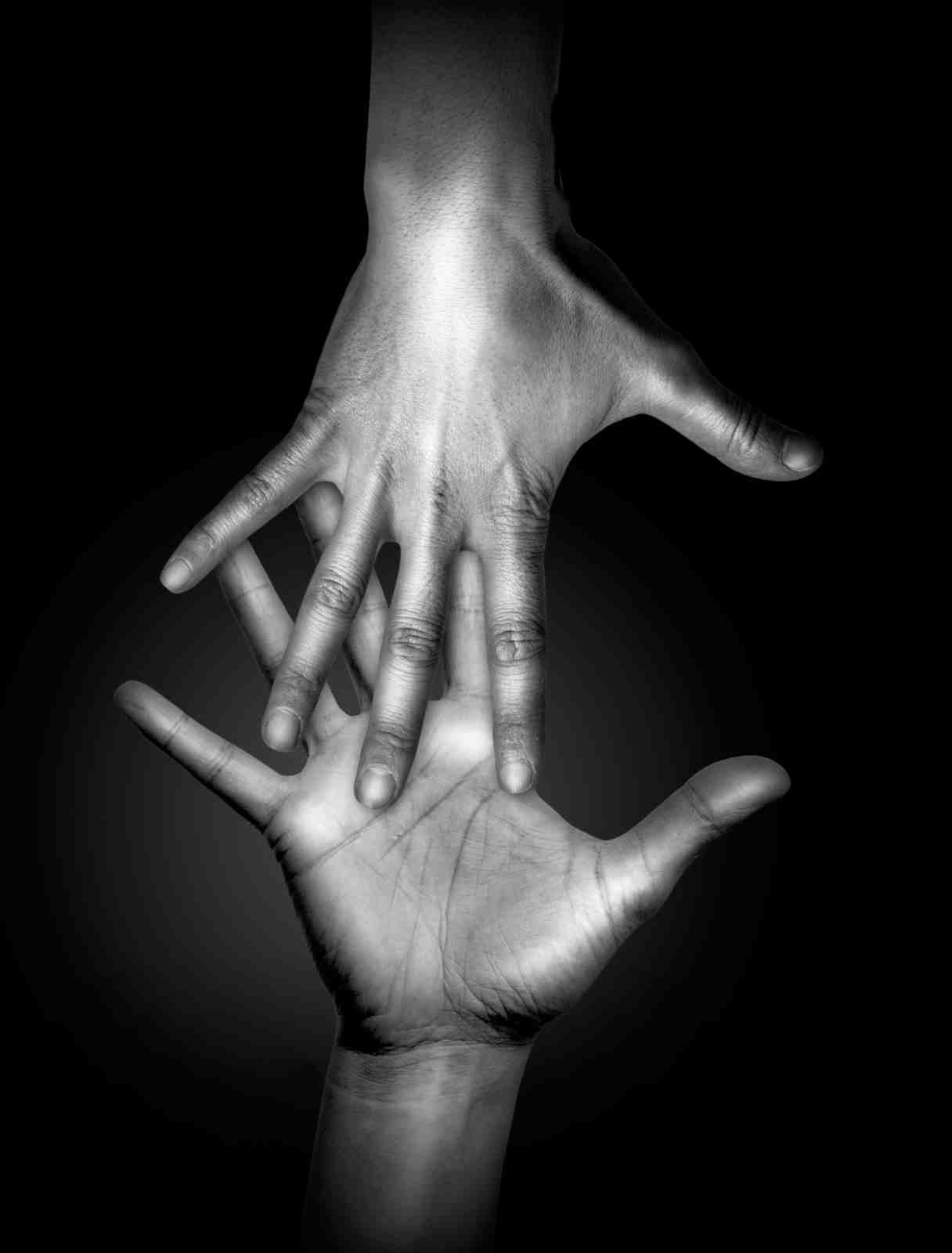 Interlocking Hands Black & White Wall Art
