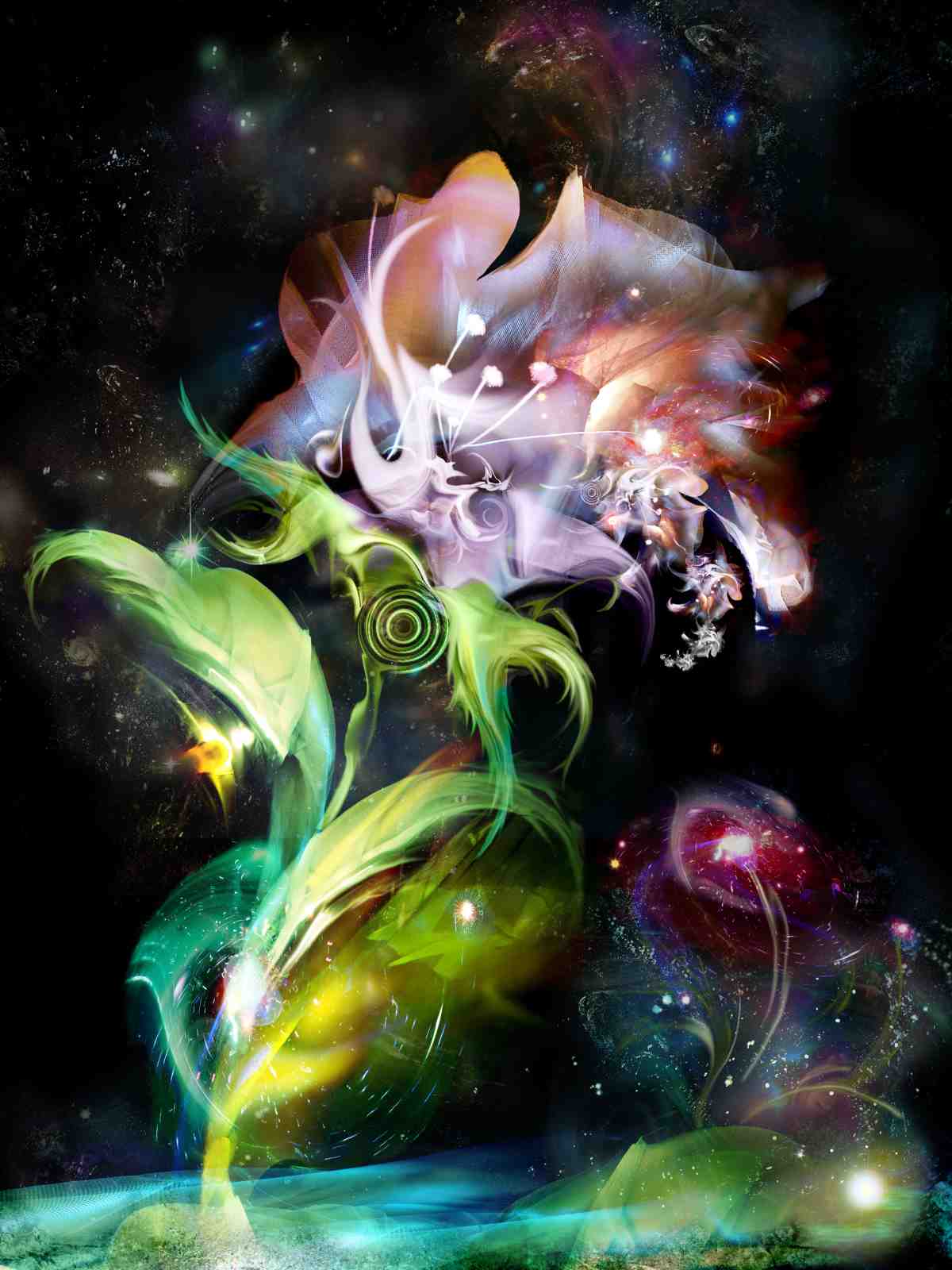 Cosmic Bloom Abstract Floral Wall Art
