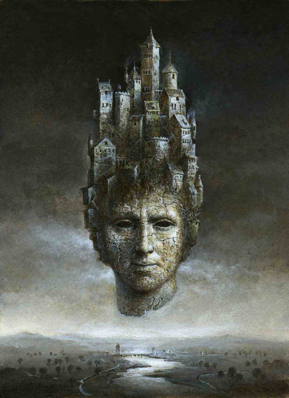 Surreal City Head Surrealism Wall Art