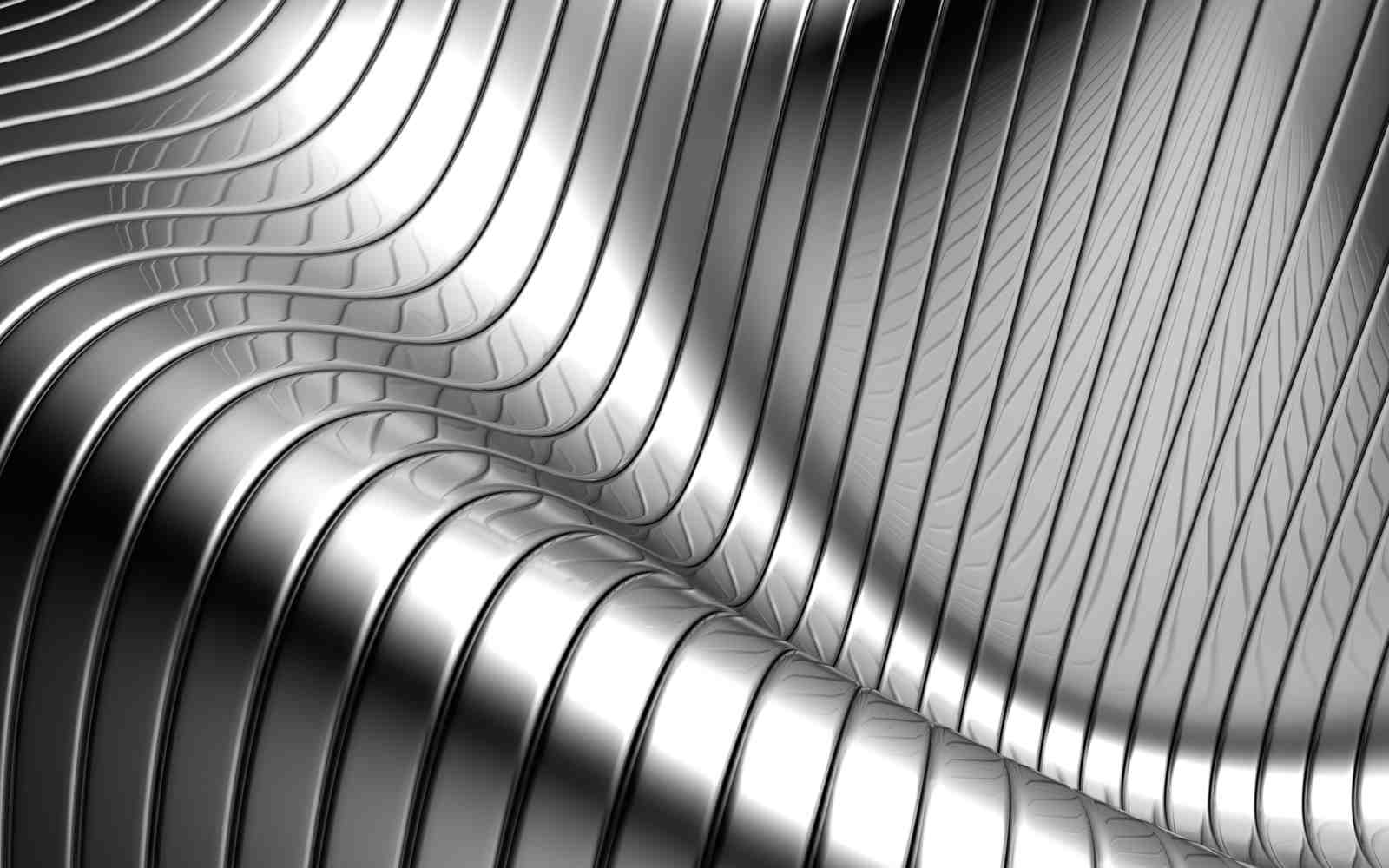 Abstract Silver Waves Metal Wall Art