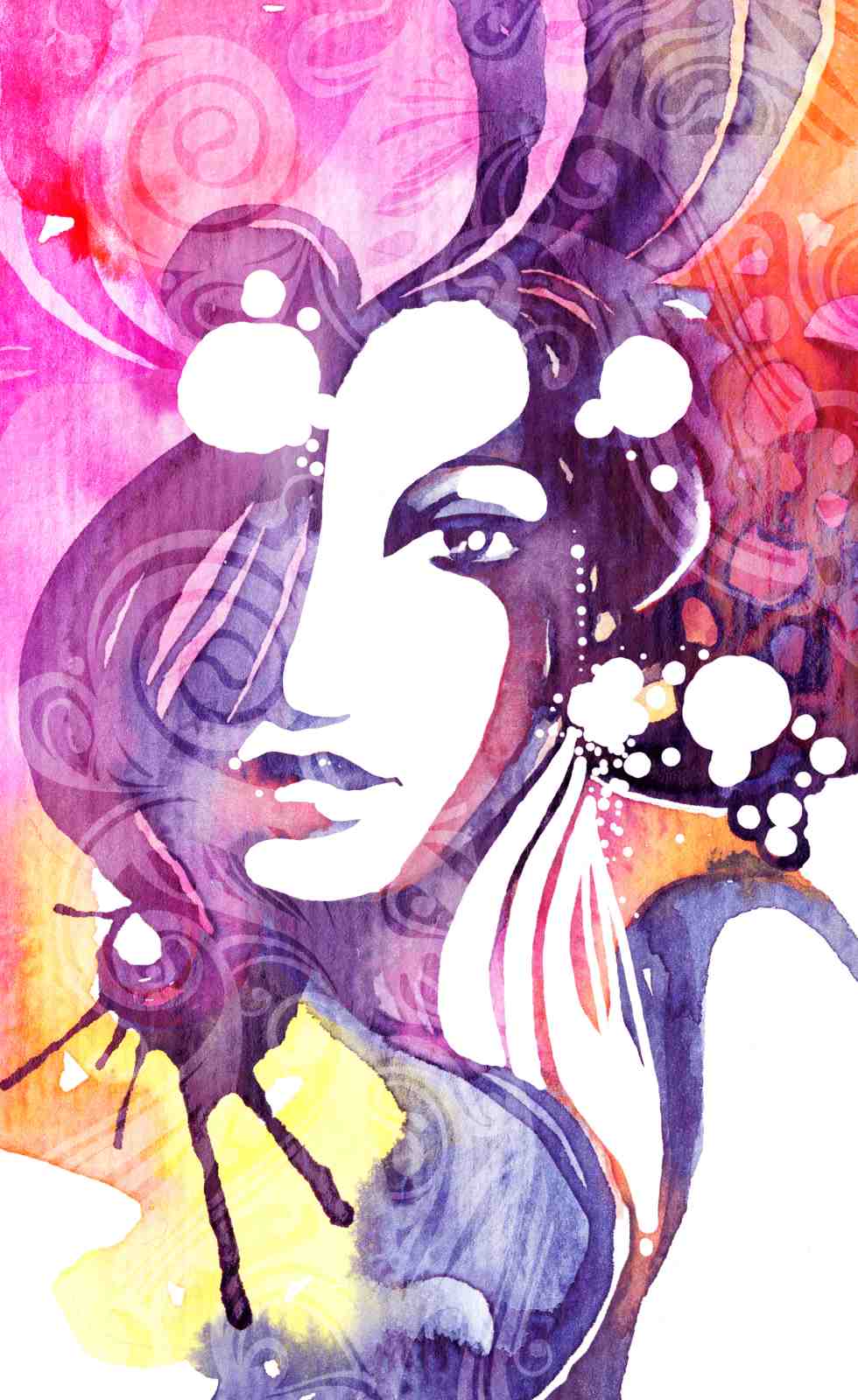 Bohemian Portrait Watercolor Wall Art